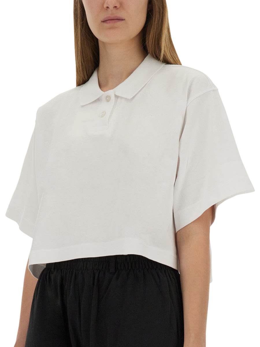 Alexander Wang Cropped Jersey Polo Shirt In White