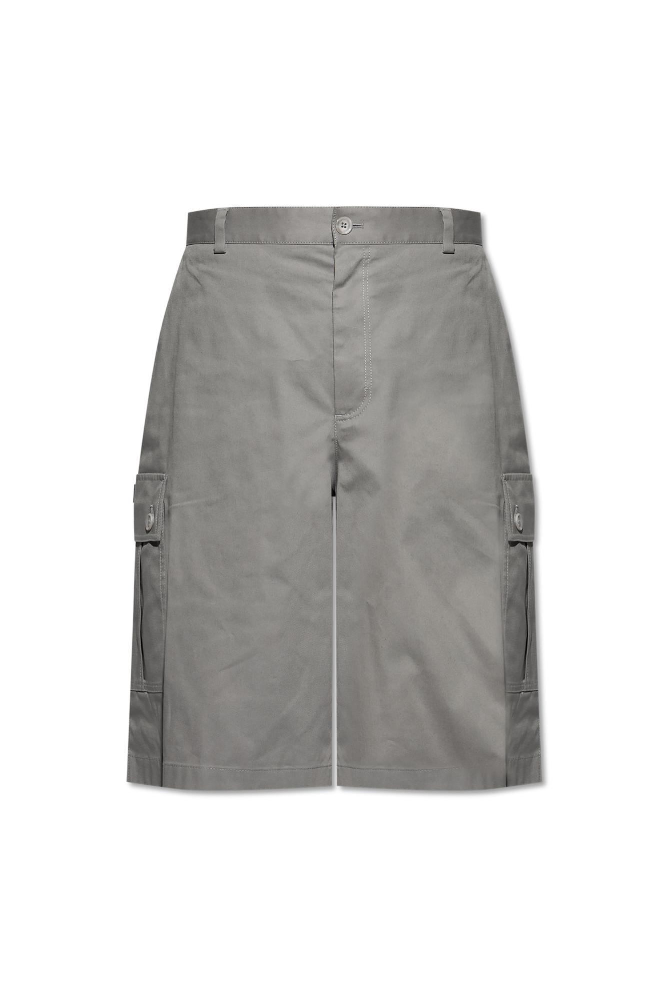 Dolce & Gabbana Cargo Bermuda Shorts In Cotton Gabardine In Grigio Beige 1