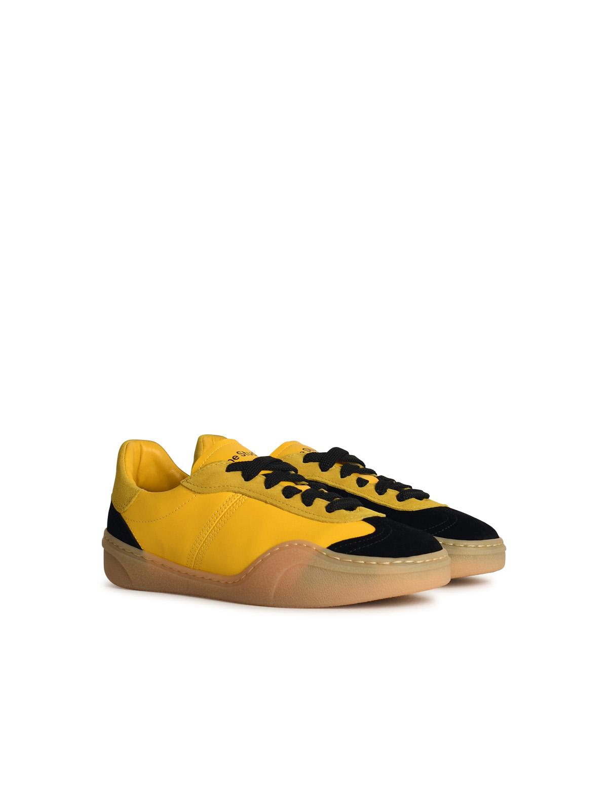 Shop Acne Studios Bars Yellow Leather Sneakers