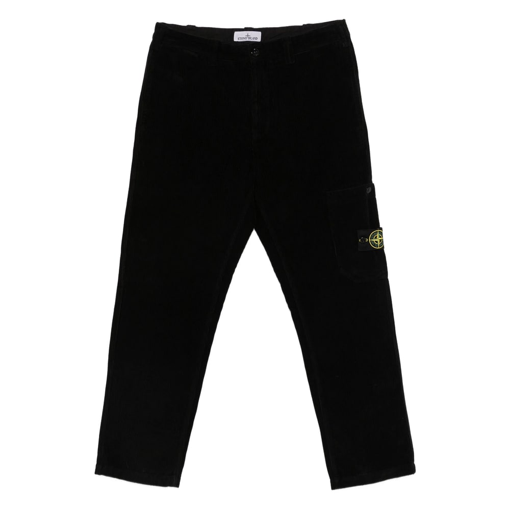 Stone Island Regular Tapered Cargo Trousers With Elastic Waistband In Black