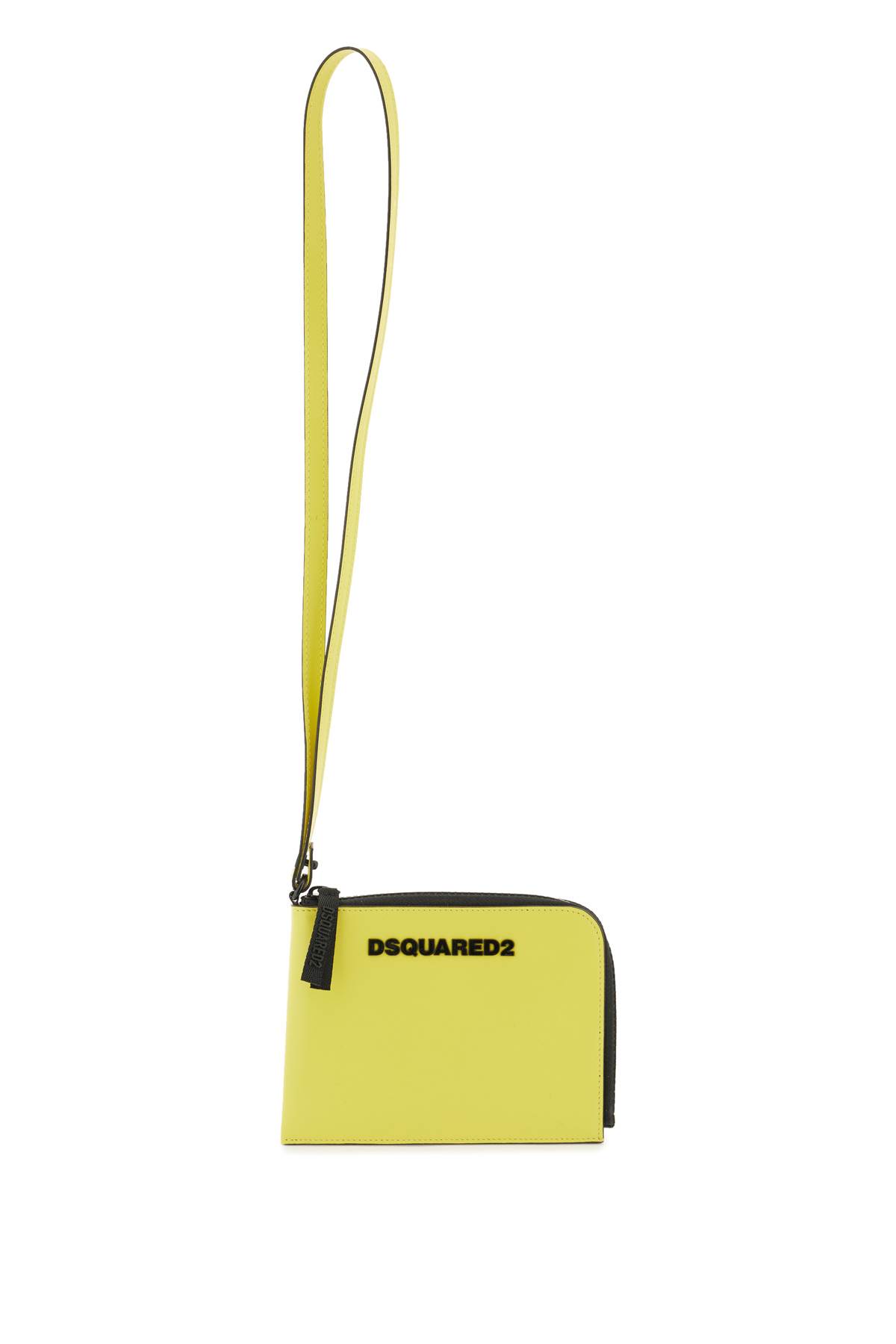 Dsquared2 Credit Card Pouch With Logo In Lime (yellow)