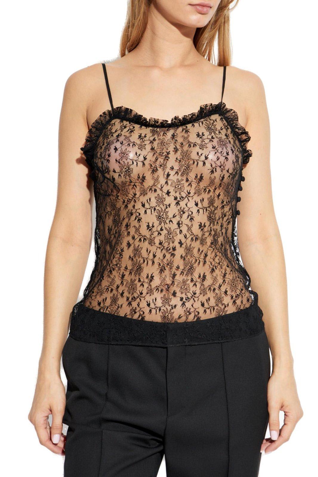 Shop Chloé Lace Camisole Top In Black