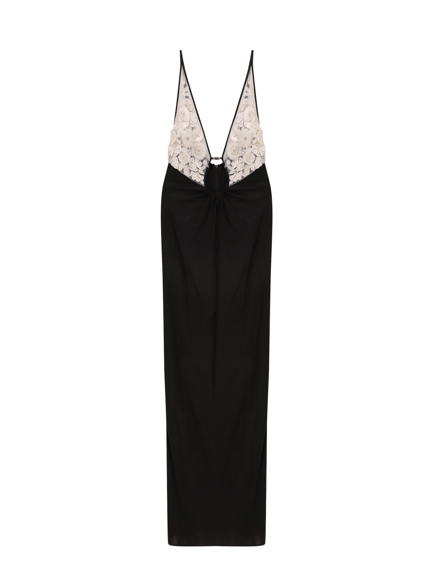 Elisabetta Franchi Flower Dress In Black