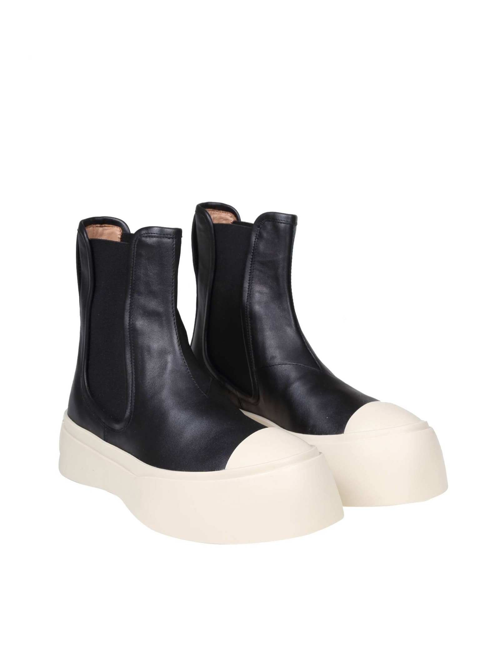 Shop Marni Chelsea Ankle Boots In Black Nappa In Nero