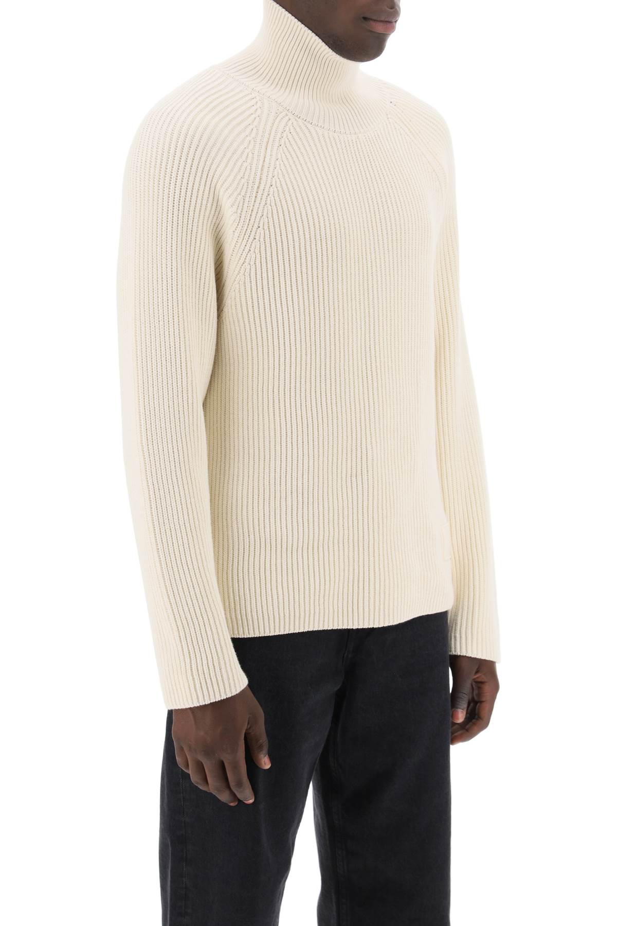 AMI ALEXANDRE MATTIUSSI ENGLISH RIB FUNNEL-NECK SWEATER 