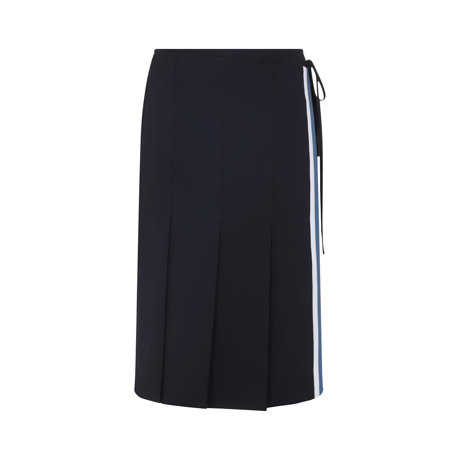 Marni Wool Midi Skirt With Pleats And Tie In Blue