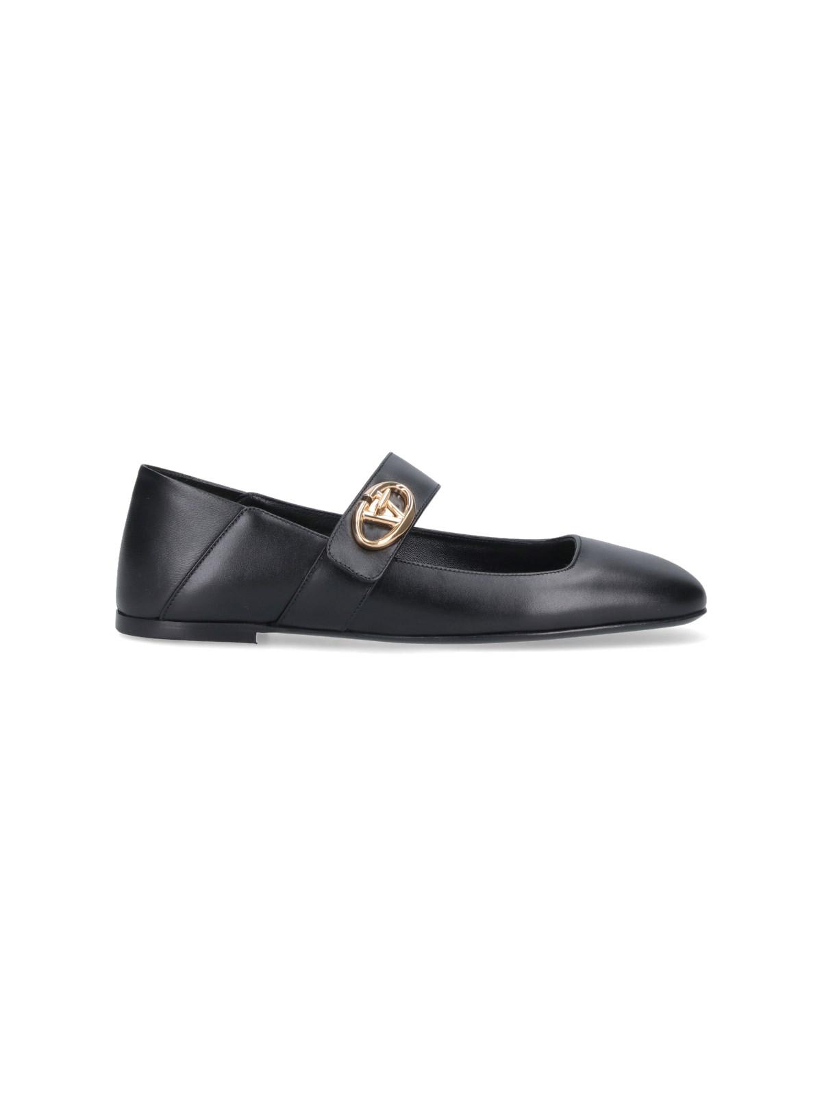 Shop Valentino Mary-jane Vlogo Locker Ballet Flats In Black