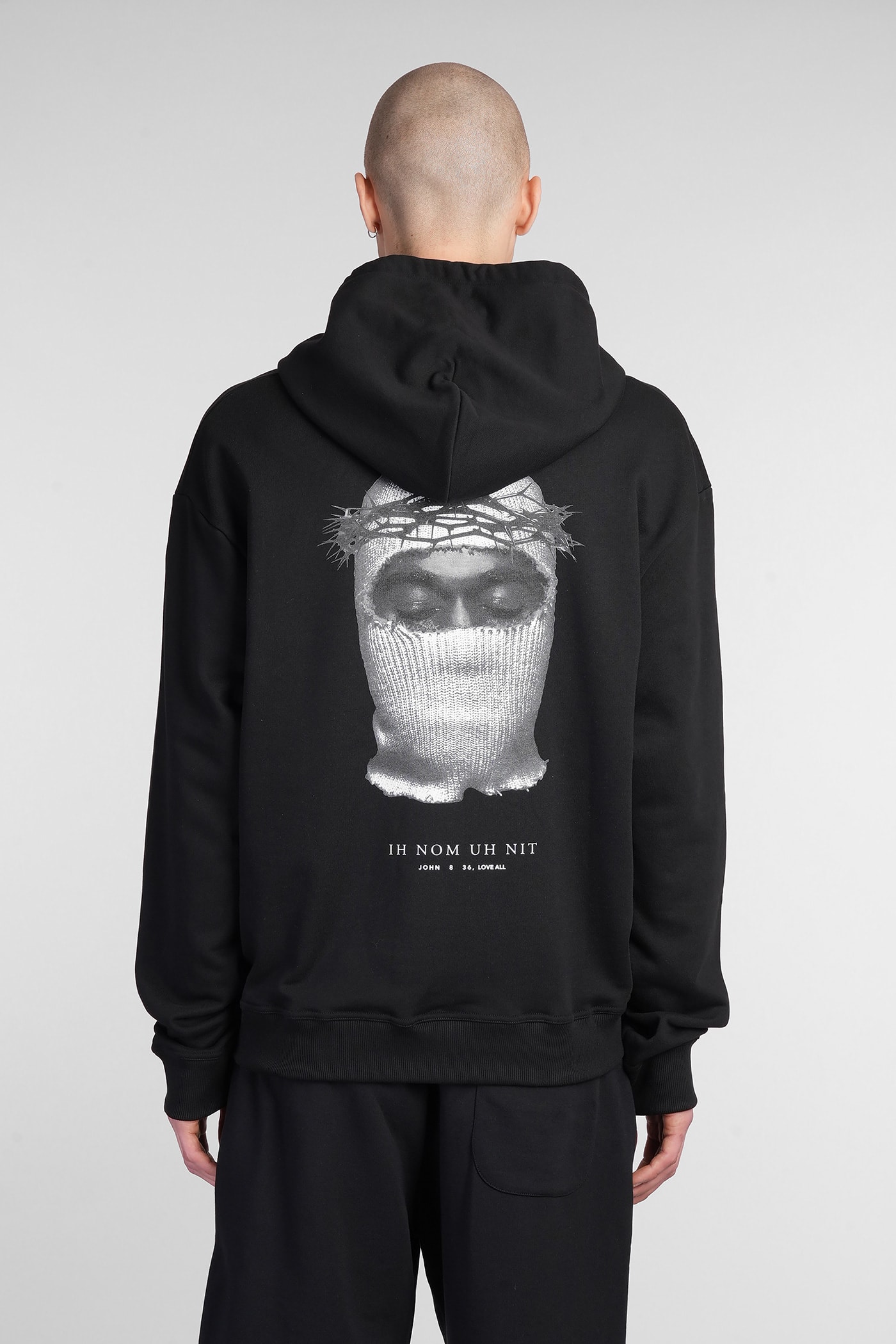Ih Nom Uh Nit Relaxed Fit Black Hoodie With Graphic Design In Black