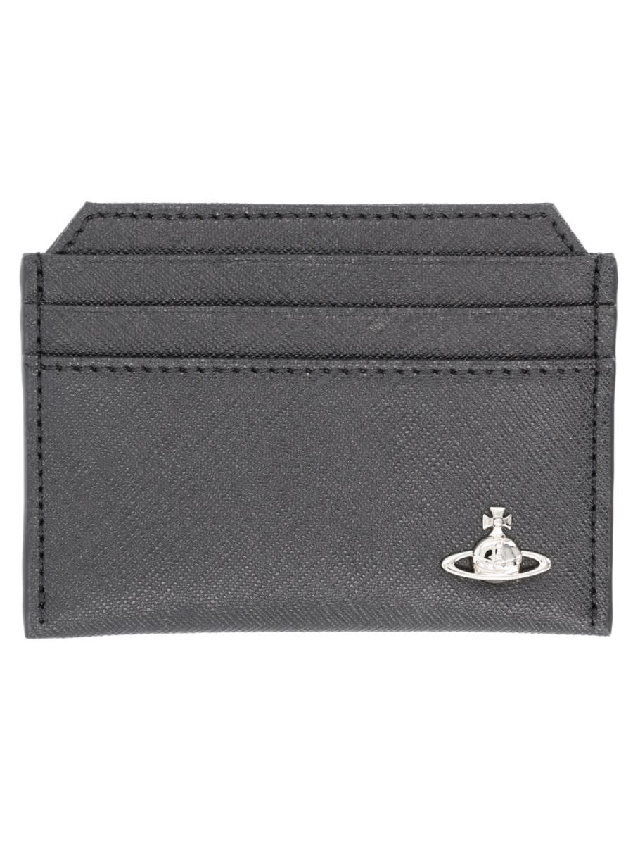 Vivienne Westwood Card Holder With Orb Detail In Black