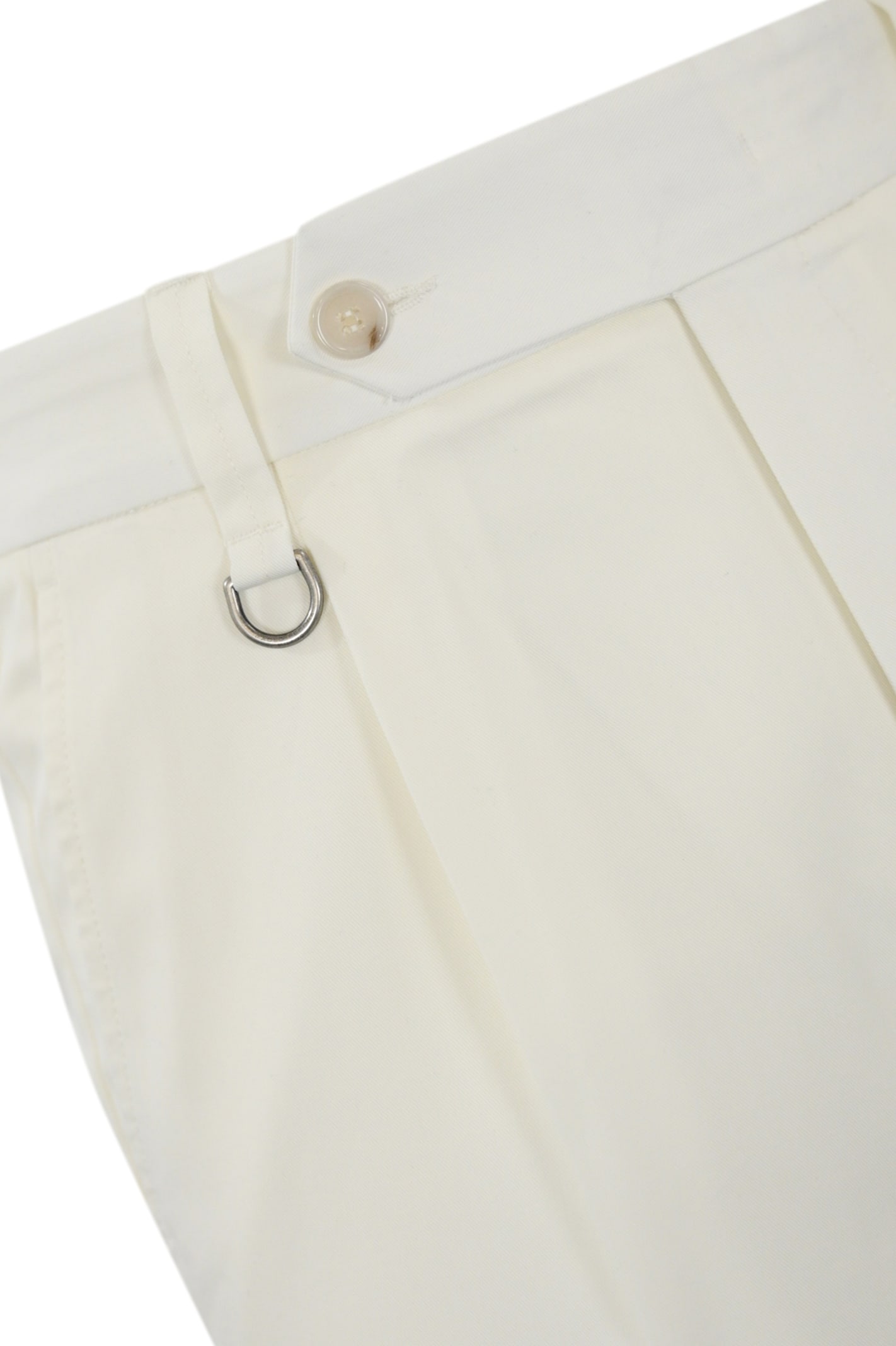 Paolo Pecora Tailored Ankle-cuff Trousers With Clean Silhouette In Panna