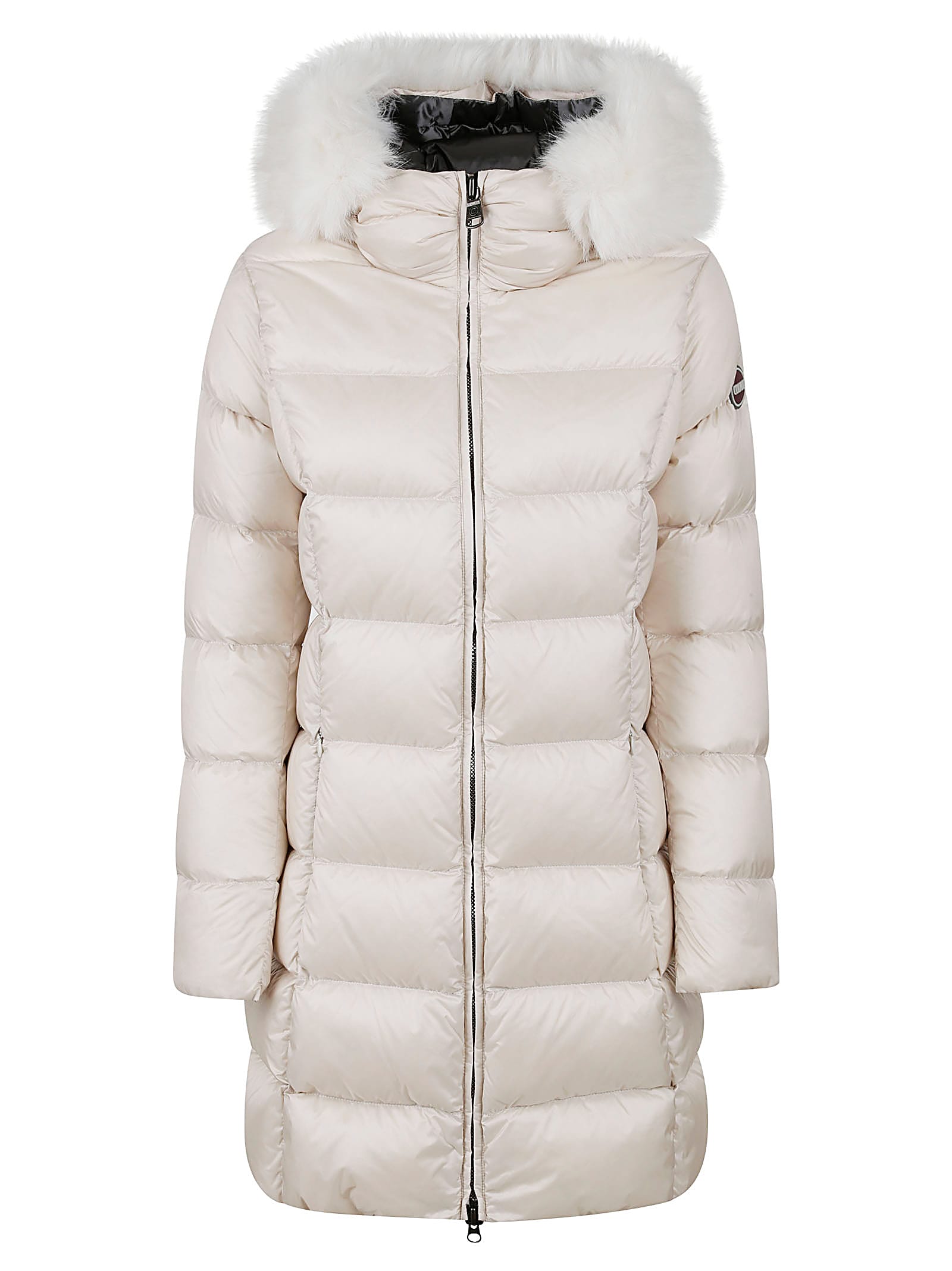 Shop Colmar Fitted Hood Mid-length Padded Jacket In Ivory