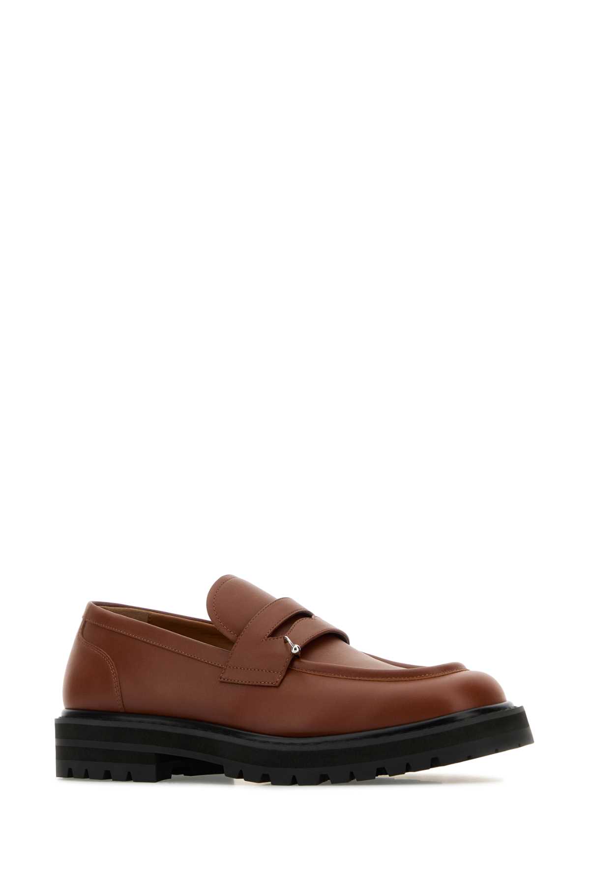 Shop Marni Caramel Leather Loafers In Cognac