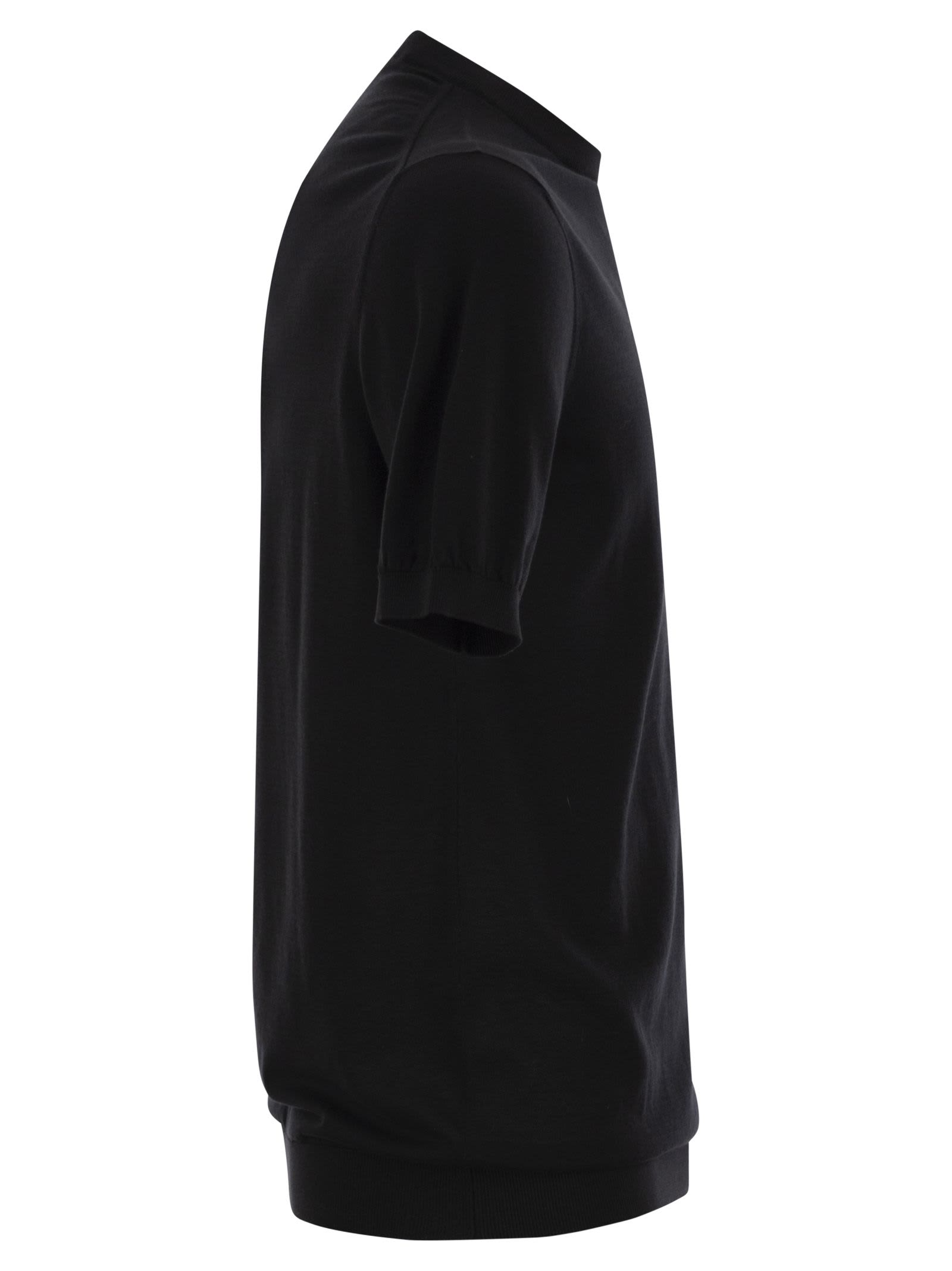 Fedeli Ribbed Hem Short Sleeves Textured Pattern