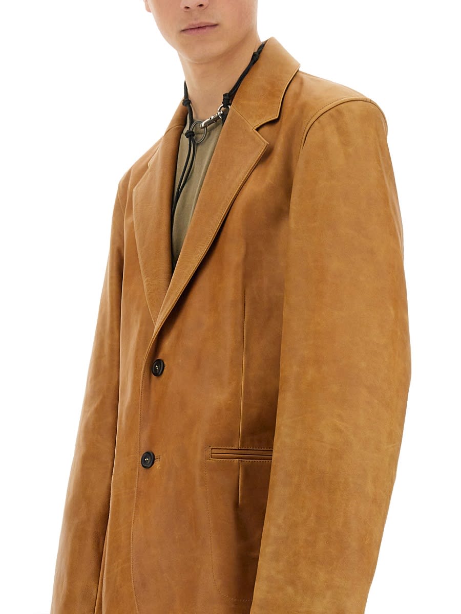Our Legacy Camel Leather Opening Blazer In Brown