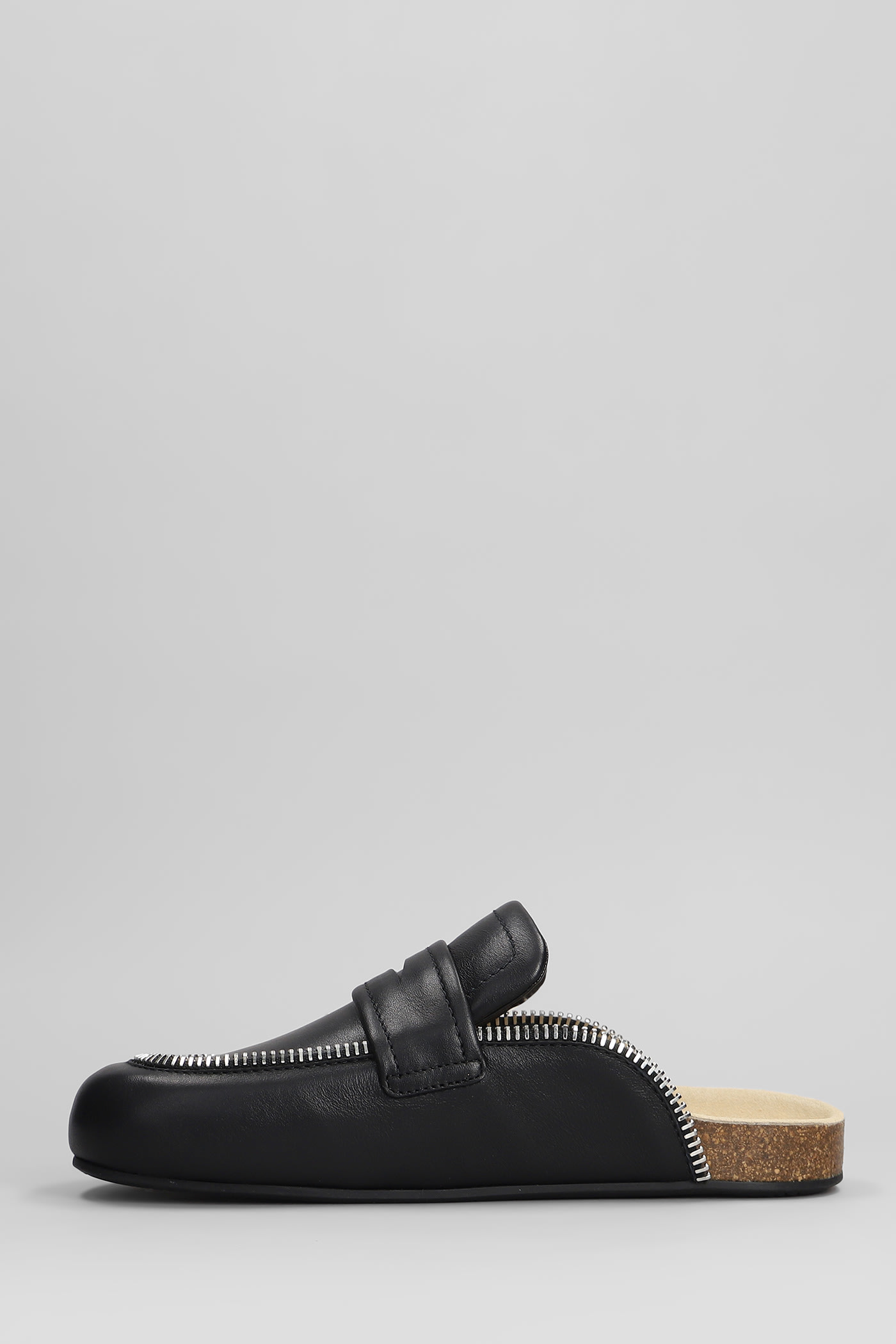 Jw Anderson Biker Loafer Slipper-mule In Black Leather In Black