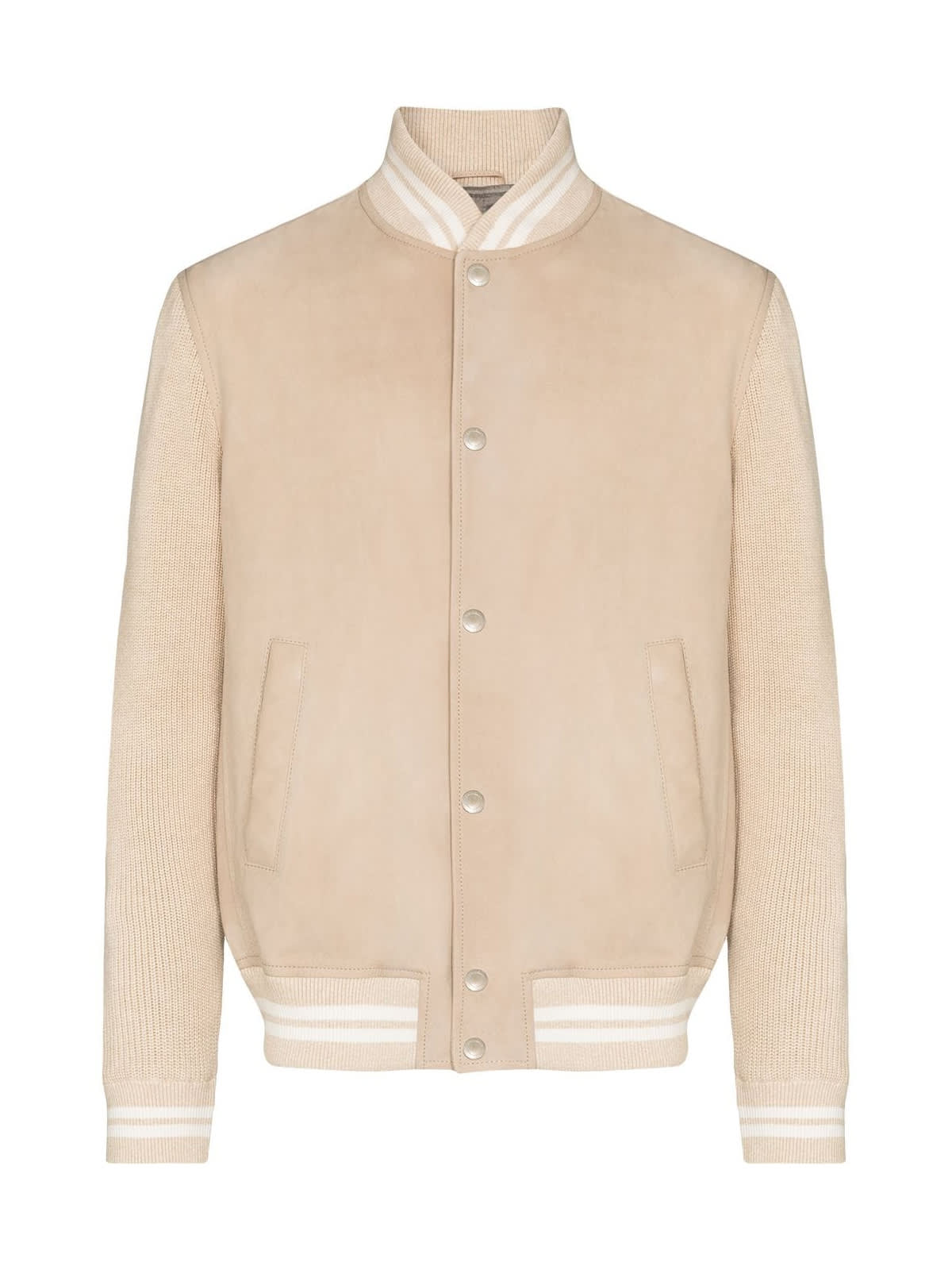 Brunello Cucinelli Suede Jacket W/knitted Sleeves