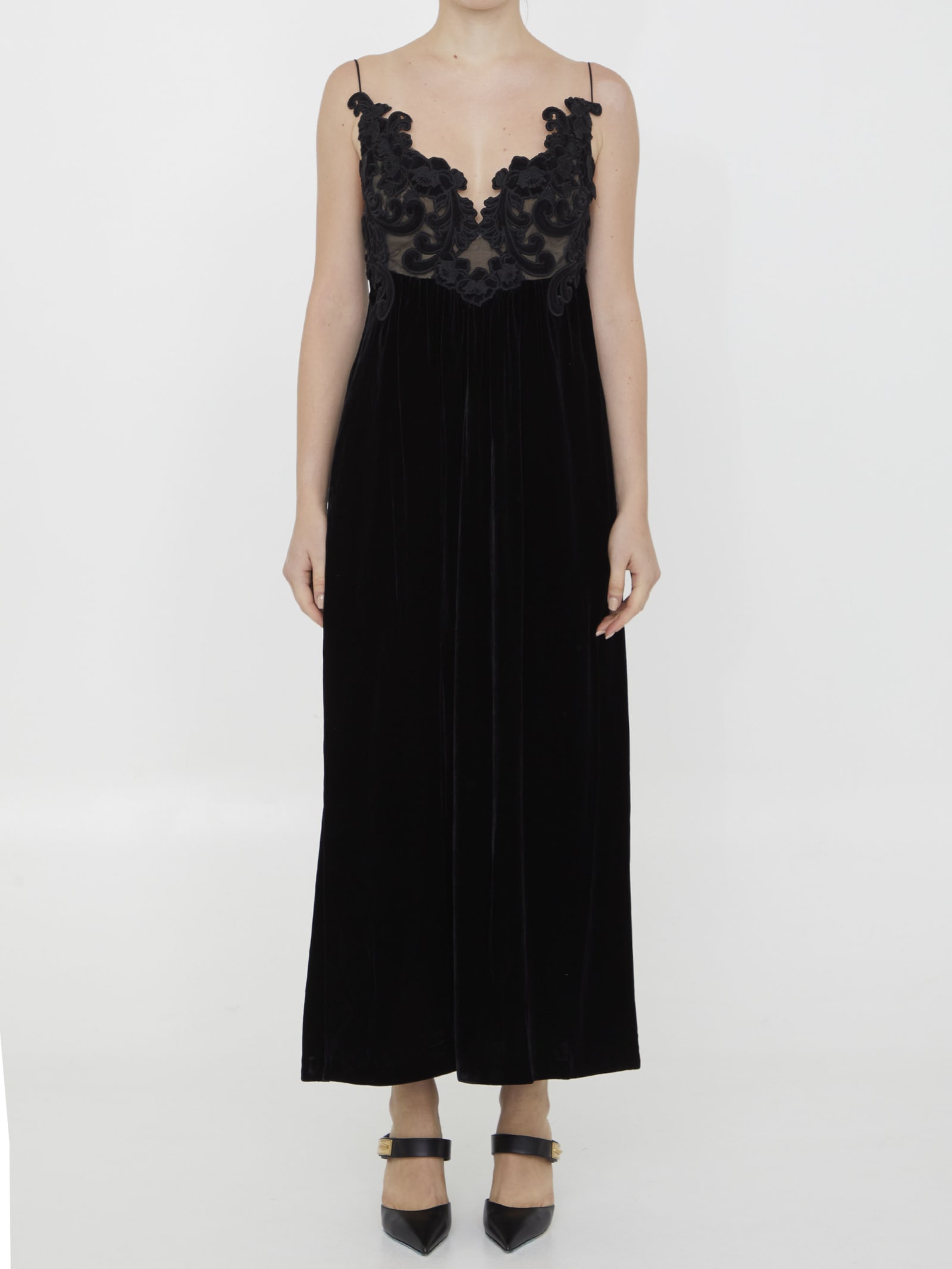 Shop Zimmermann Sensory Velvet Slip Dress In Black