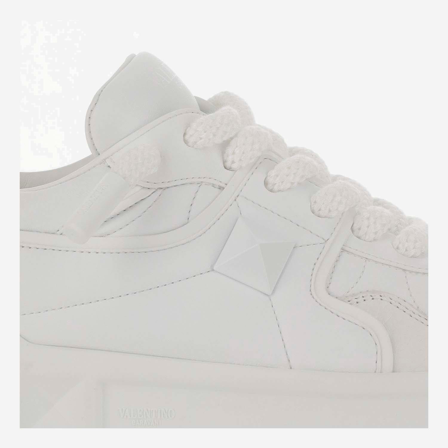 Shop Valentino White Nappa Leather One Stud Xl Sneakers In Bianco