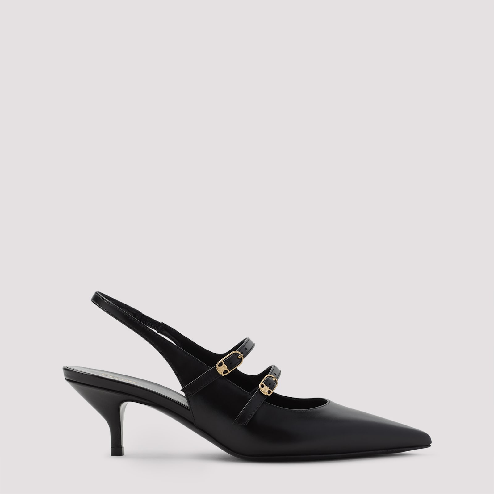 Celine Women Judy Leather Double Strap Mary Jane Slingback In Black