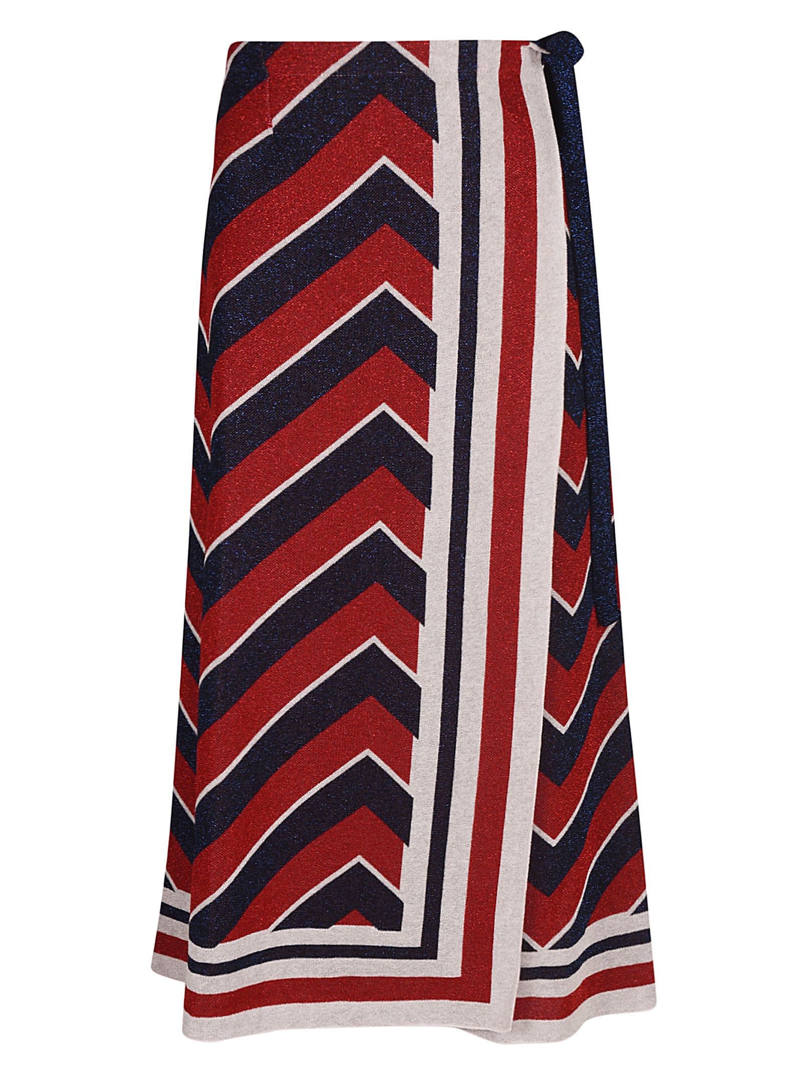 Circus Hotel Zig-zag Stripe Patterned Flared Skirt
