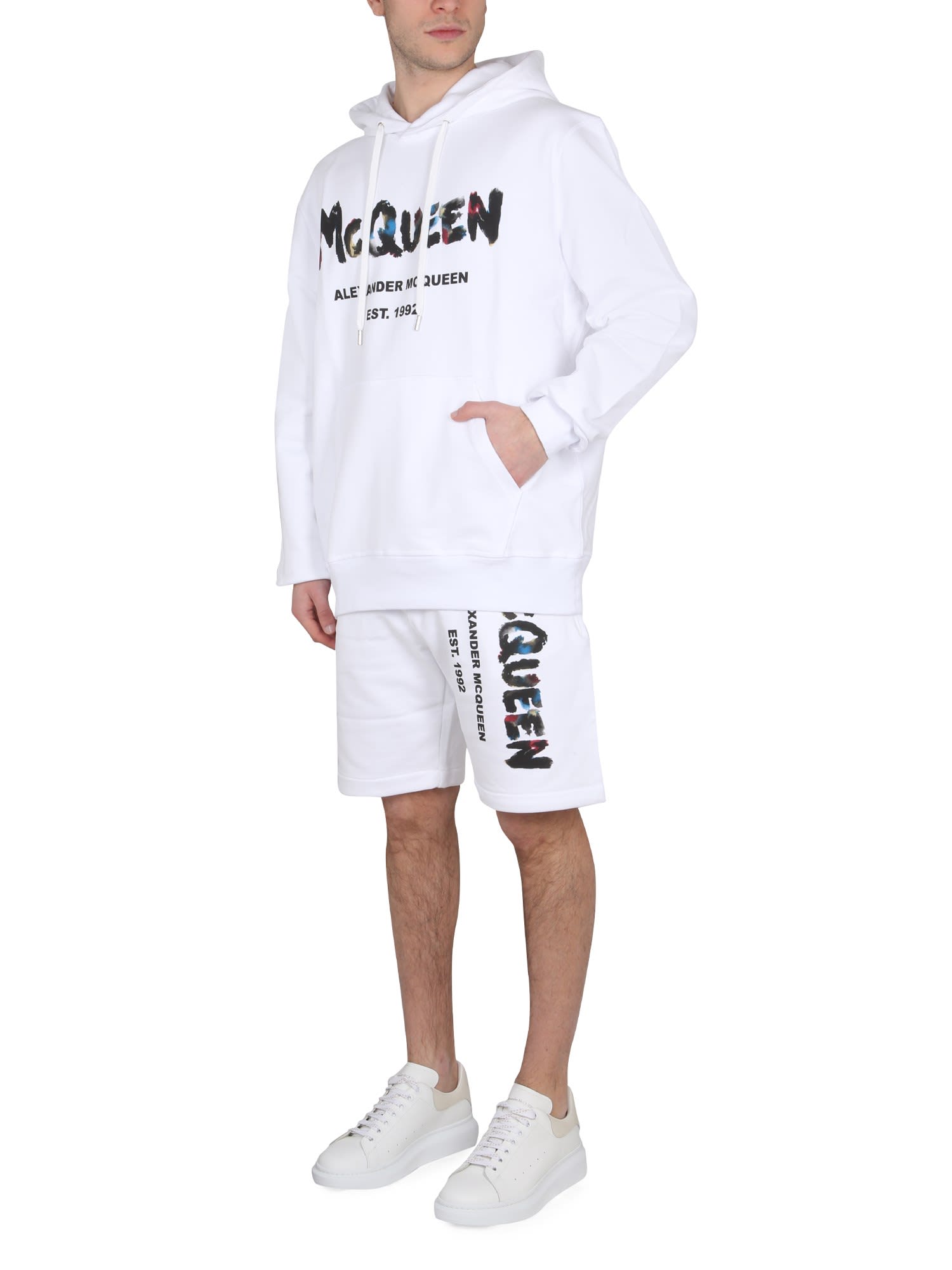 ALEXANDER McQUEEN Watercolor Graffiti printed nylon swim shorts - White -  7265804419Q9088
