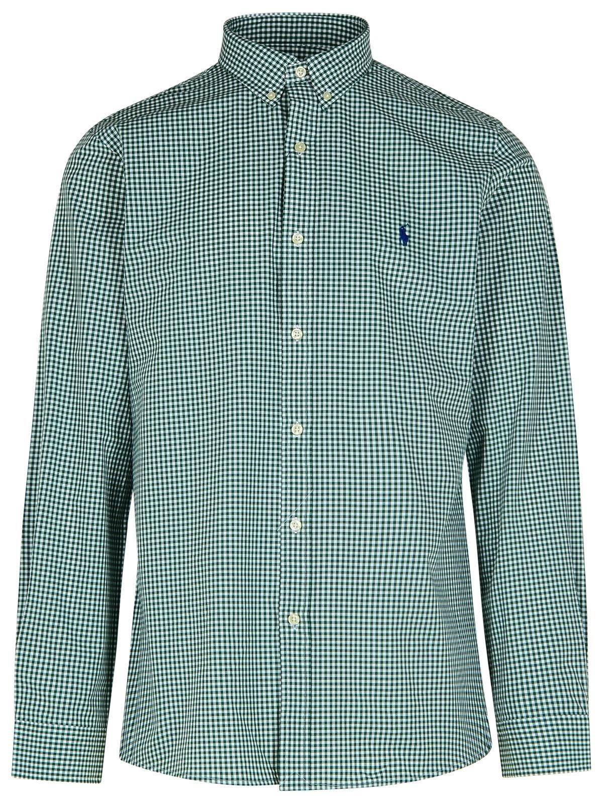 Polo Ralph Lauren Stretch-cotton Poplin Gingham Shirt In Pine White