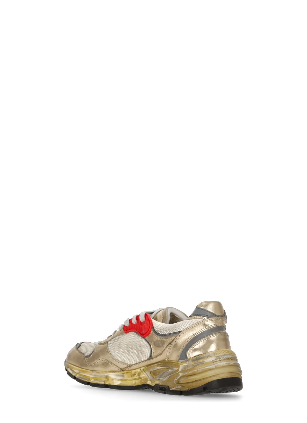 Golden Goose Running Sole Distressed-effect Sneakers In Gold