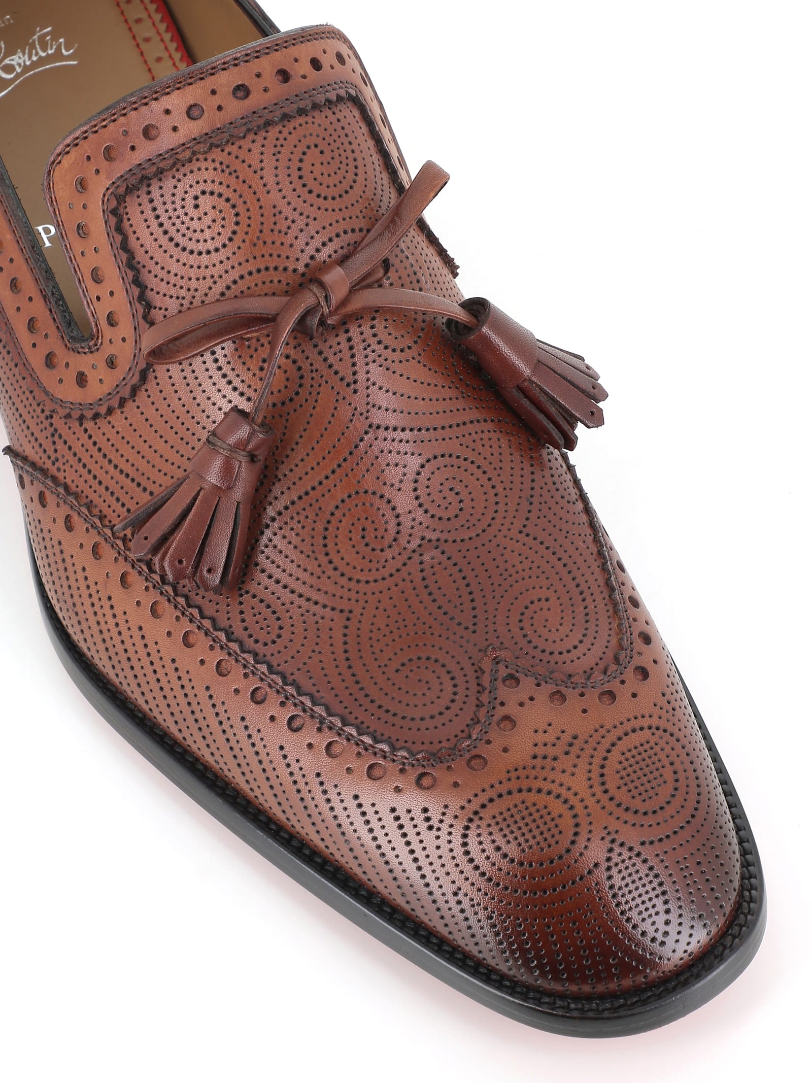 Christian Louboutin Slipper Grave Moc Flat In Brown