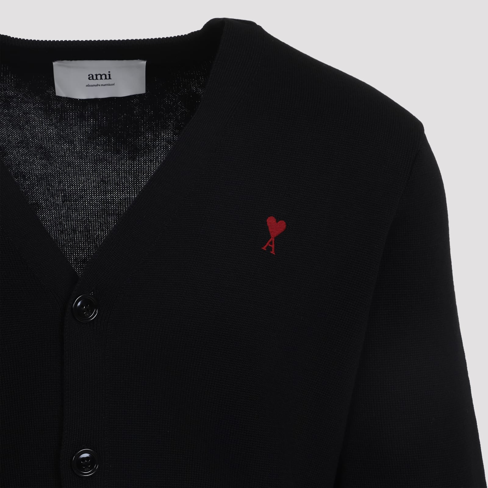 Ami Alexandre Mattiussi Ami Paris Men Ami De Coeur Cardigan In Black