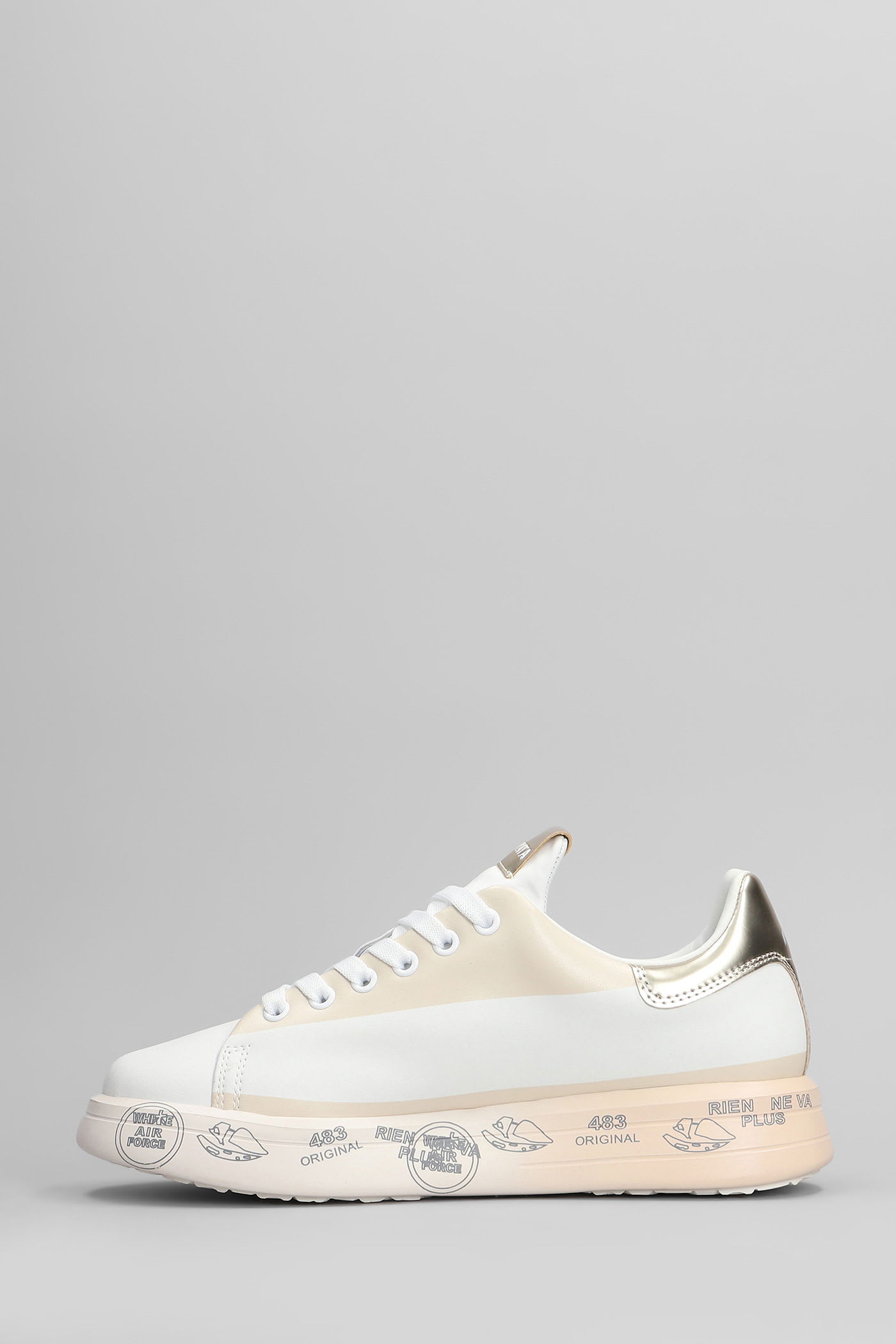 Premiata Belle Sneakers In White Leather In White