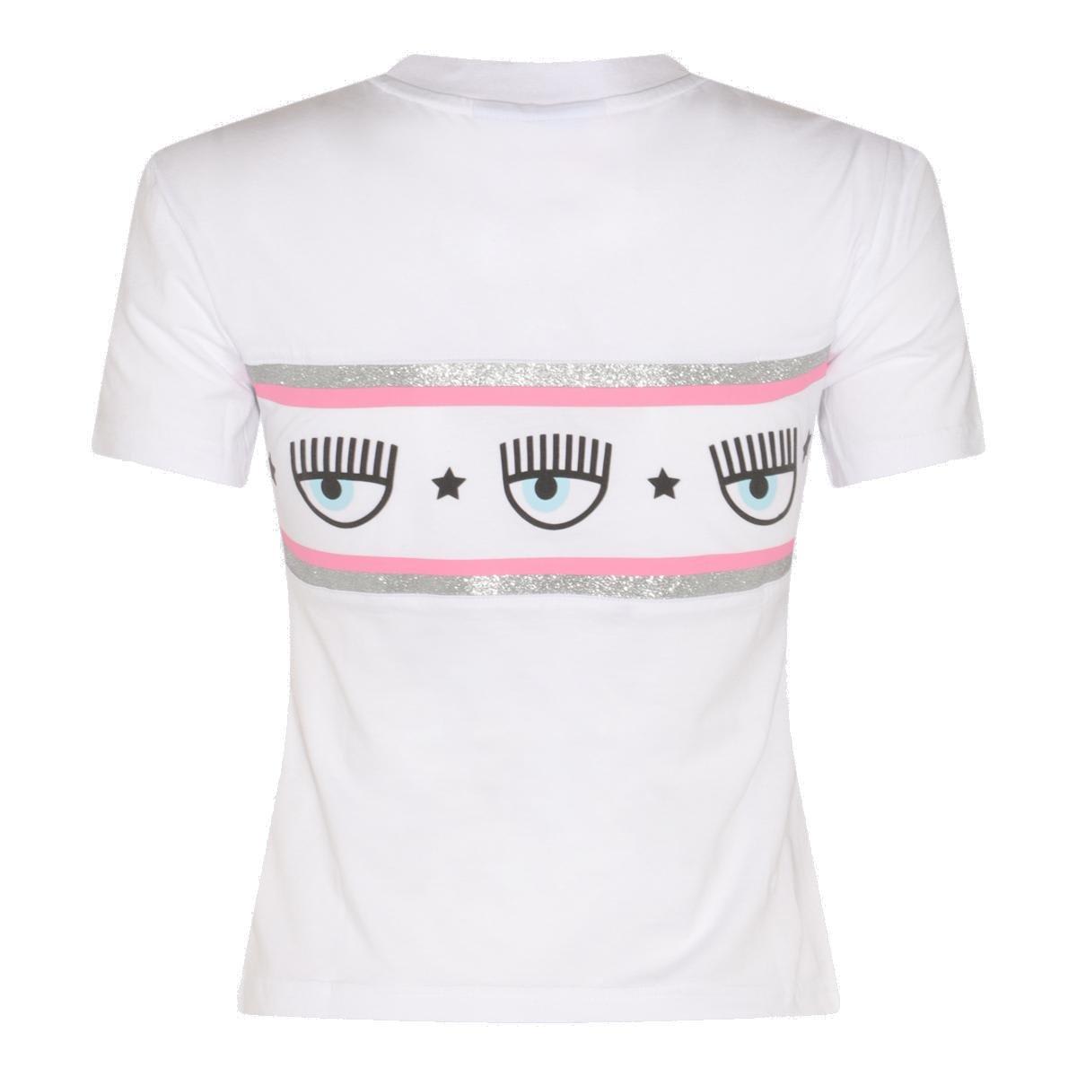 Shop Chiara Ferragni Eyelike Printed Crewneck T-shirt In White