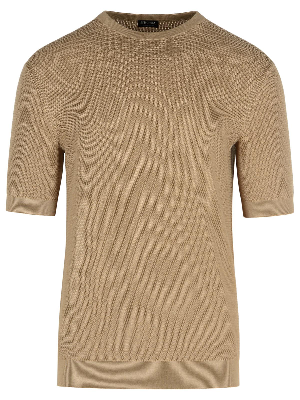 Shop Zegna Beige Cotton T-shirt In Brown
