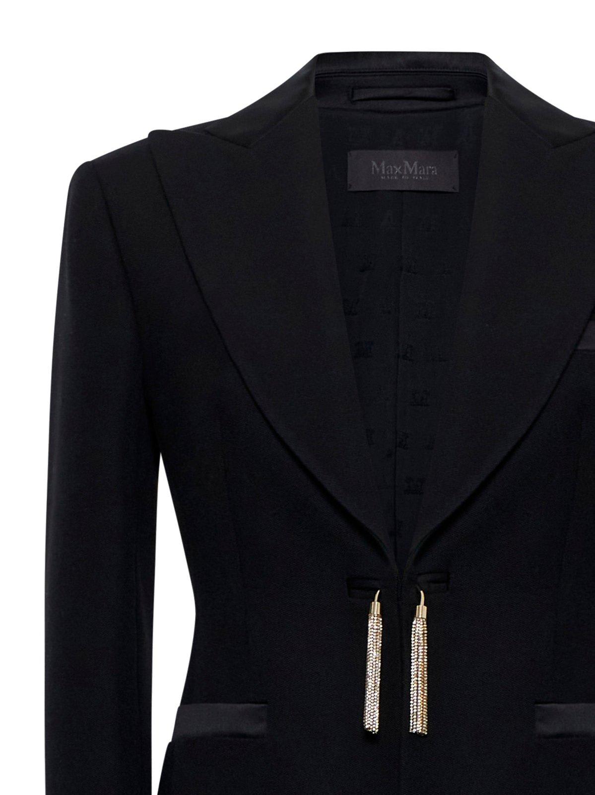 Shop Max Mara Tassel Detailed Collared Jacket In Black