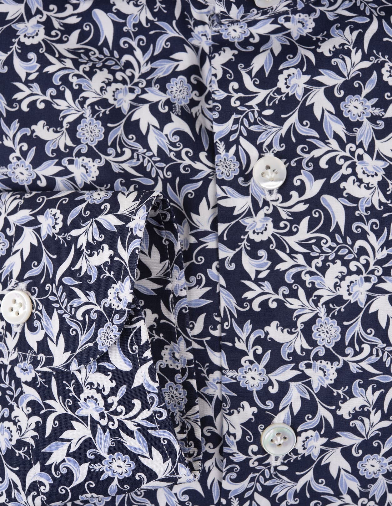 Shop Barba Napoli Blue Cotton Shirt With Floral Print