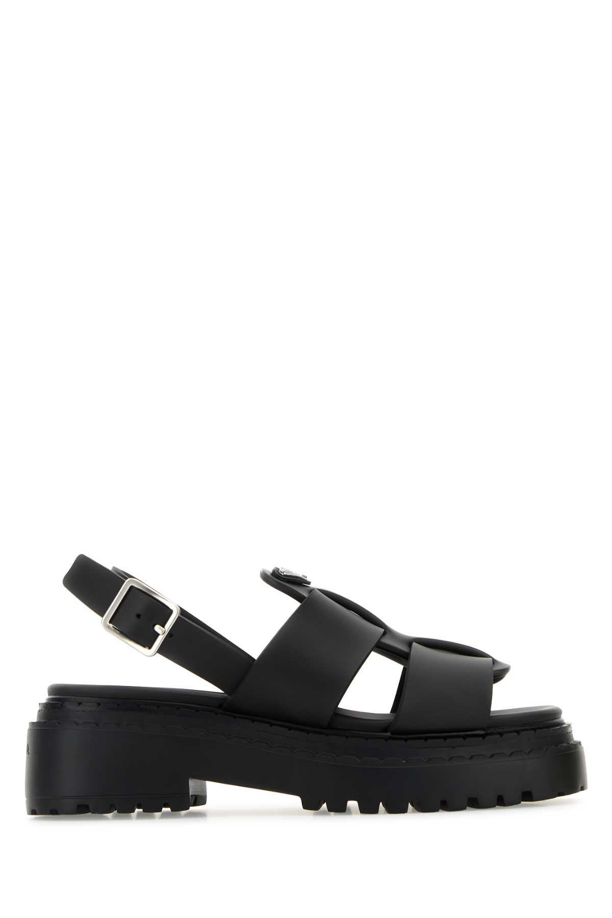Prada Black Leather Sandals