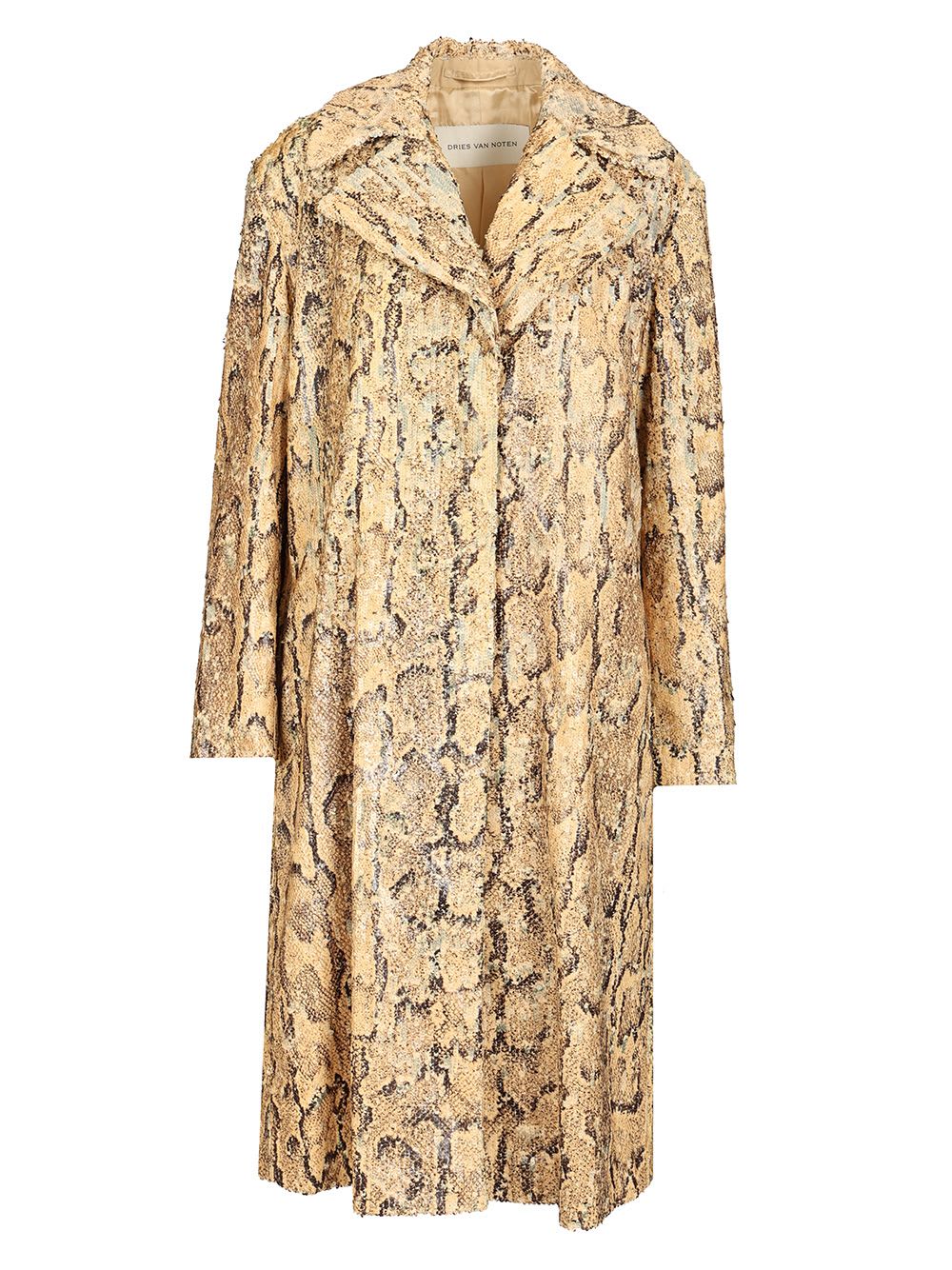 Shop Dries Van Noten Long Coat Ricca In Beige