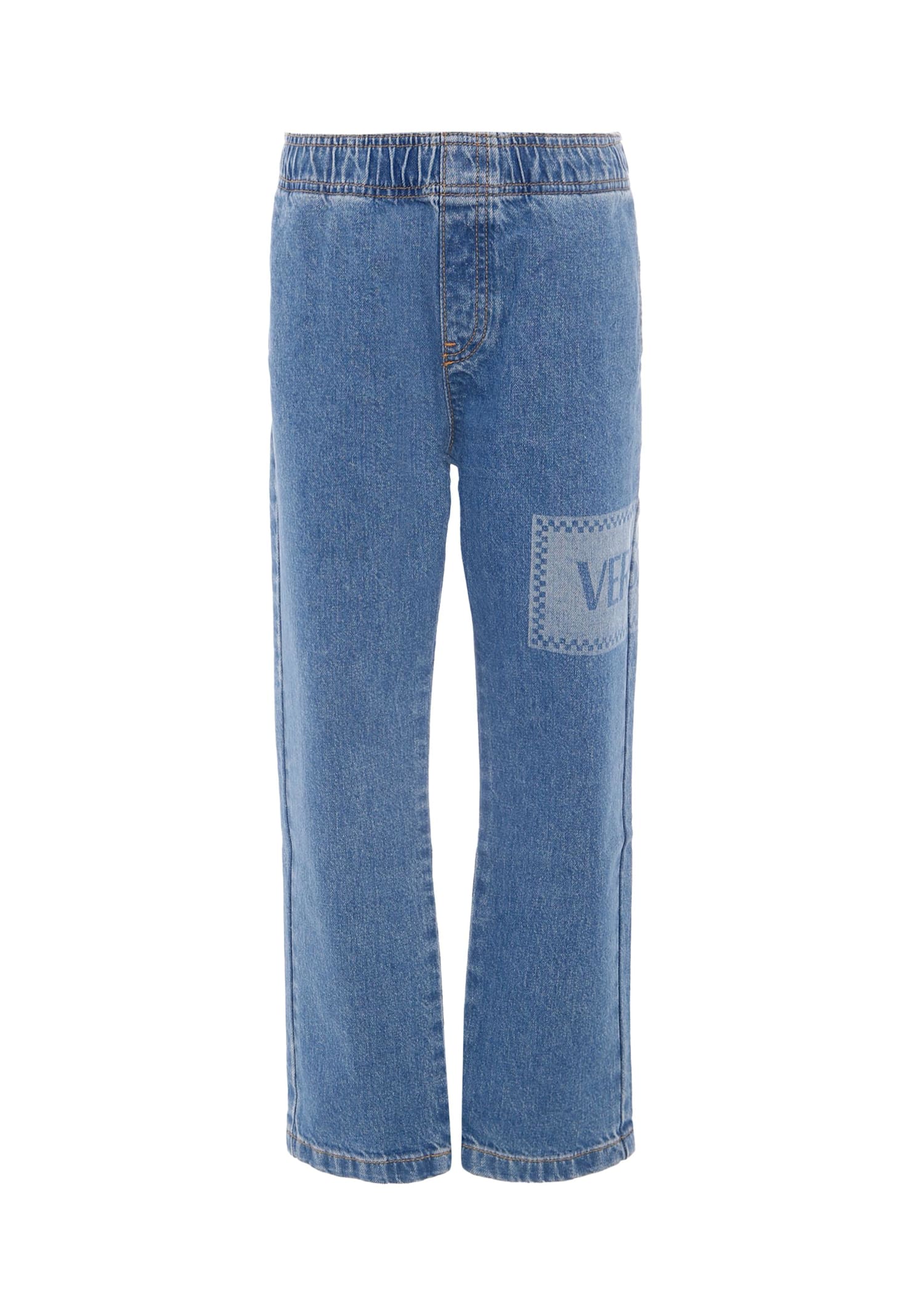 Versace Jeans With 90s Vintage Logo For Kids In Blue