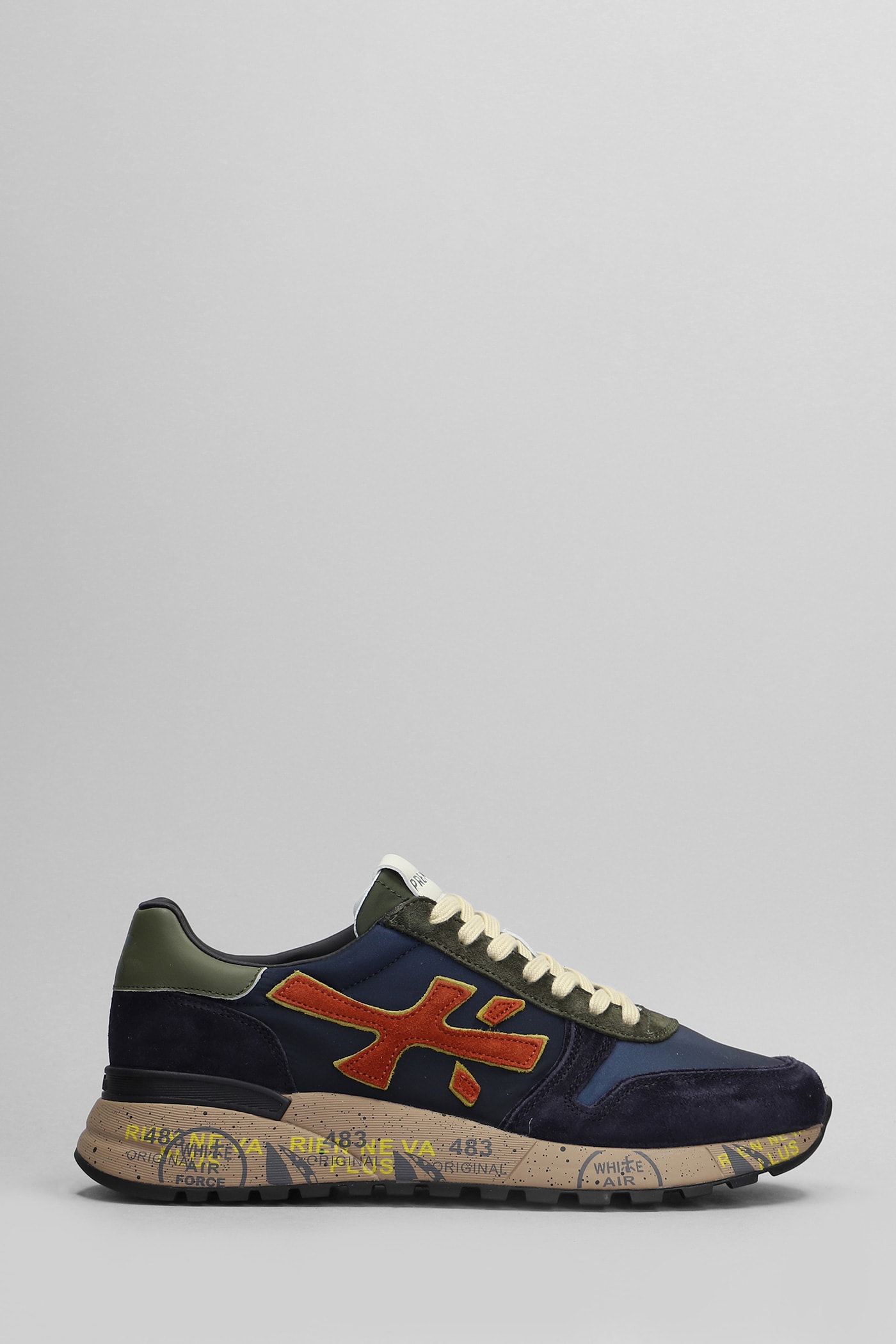 Shop Premiata Mick Sneakers In Blue Suede And Fabric