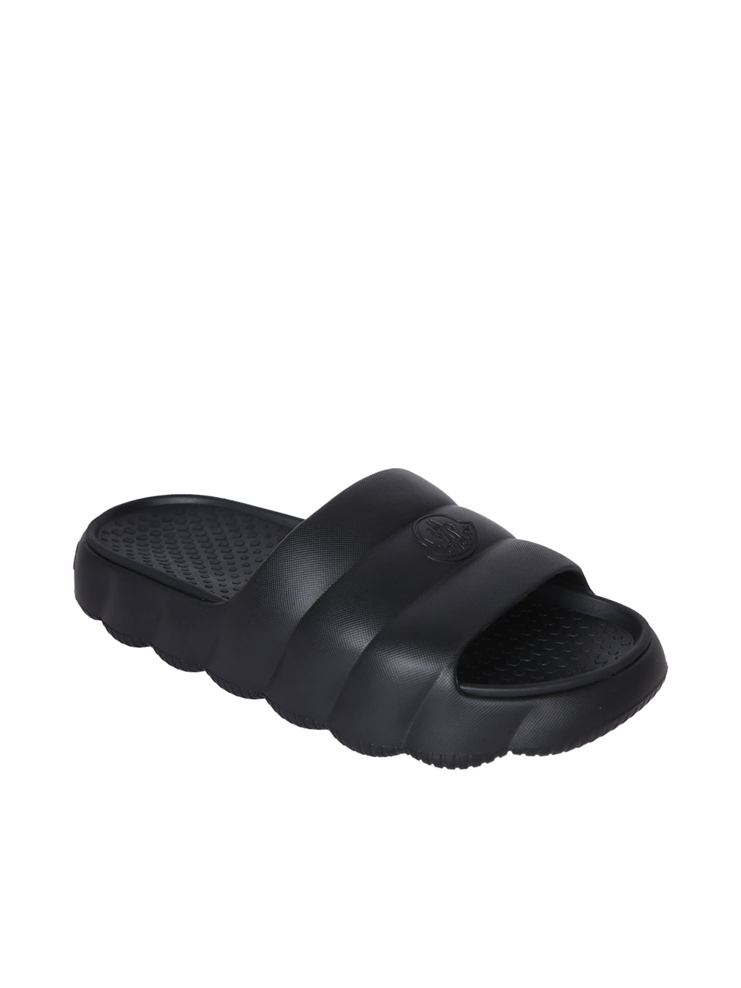 Shop Moncler Lilo Black Slides