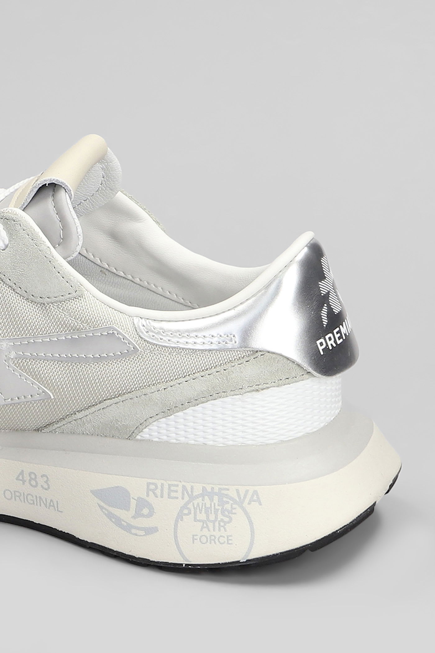 Premiata Lauryn Sneakers In Silver Leather And Fabric In Silver