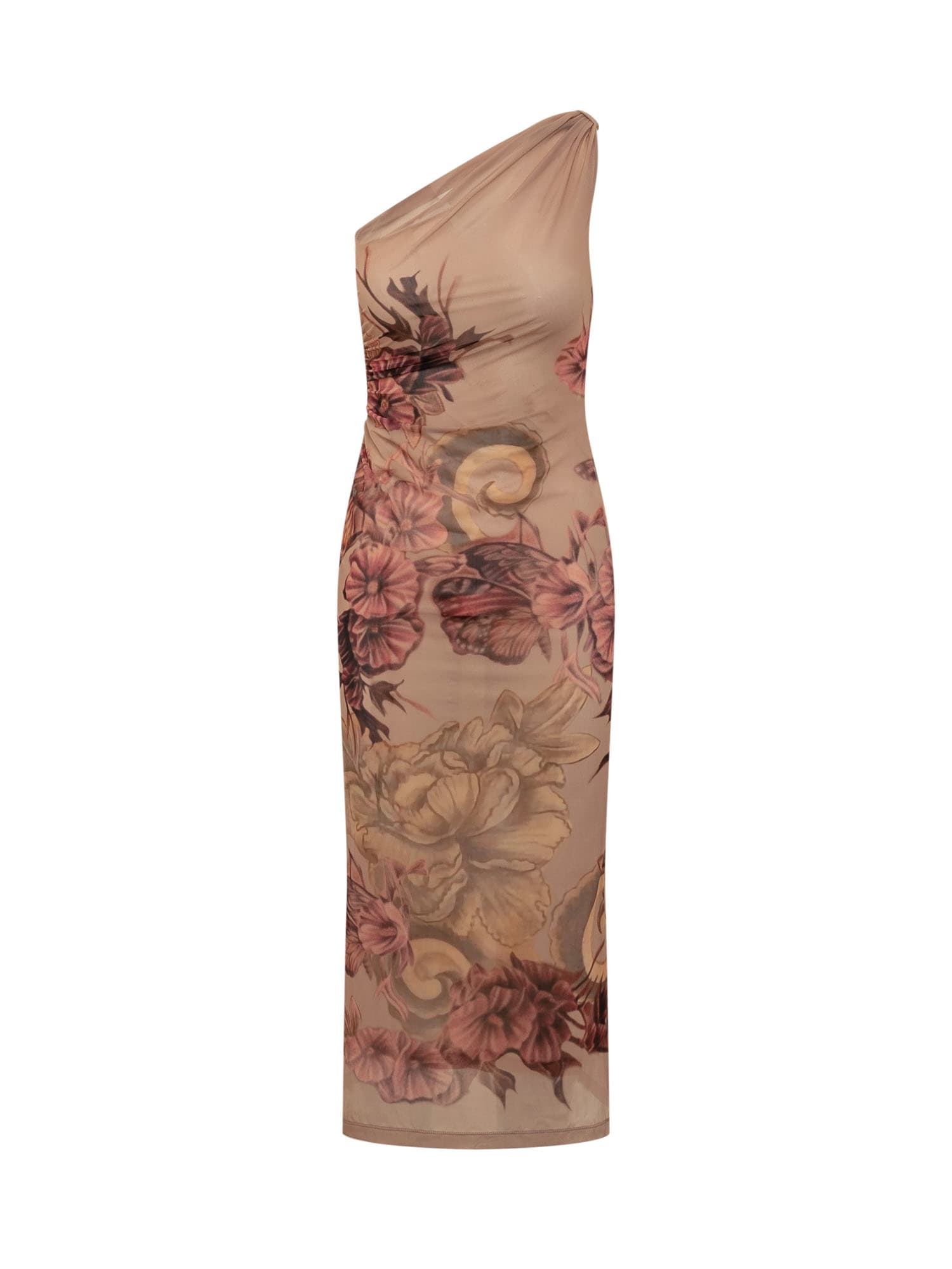 Shop Alberta Ferretti Dress With Floral Print In Fantasia Rosa