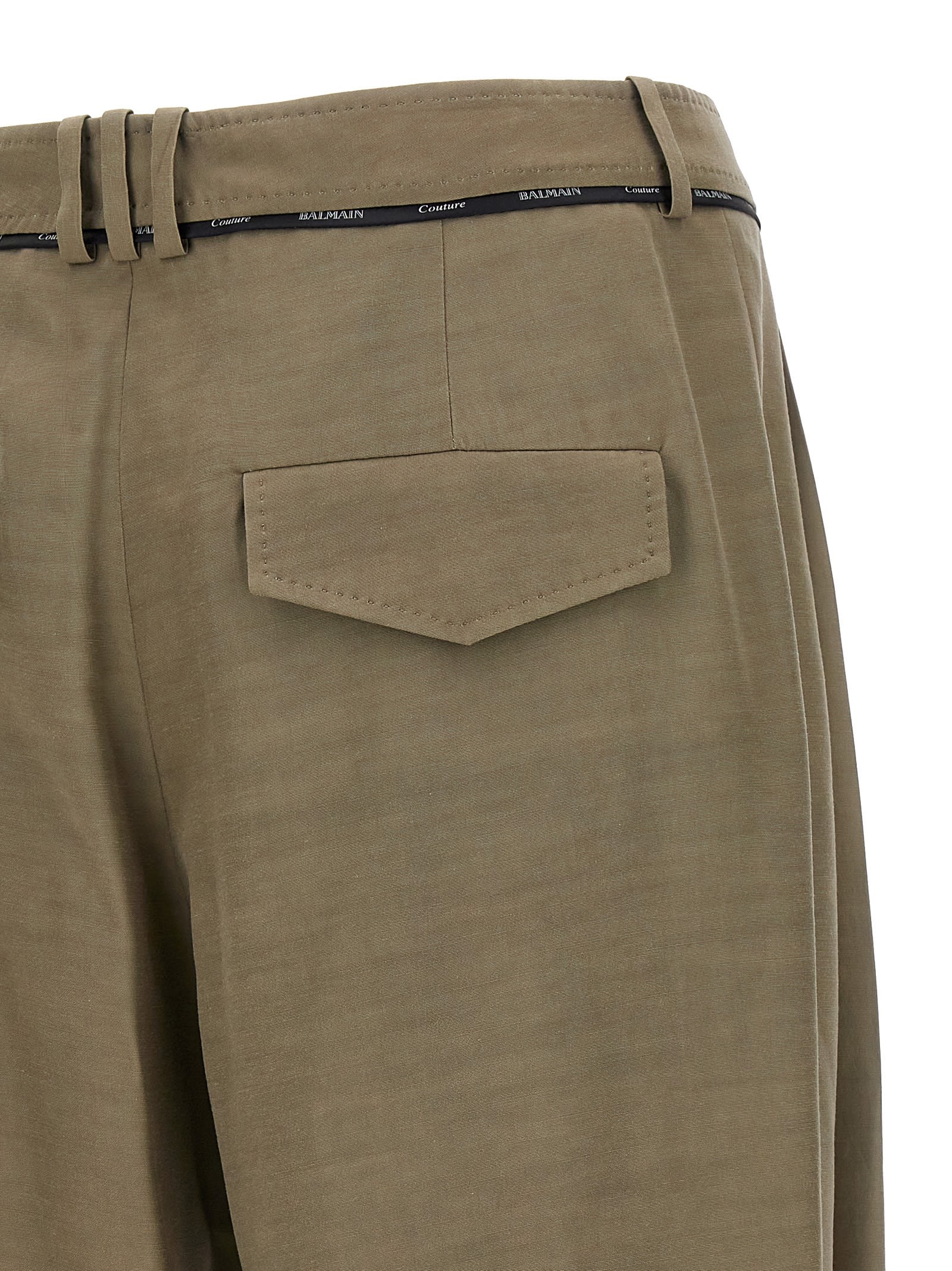 Balmain Cupro Trousers With High Waist And Wide Leg In Aj Taupe