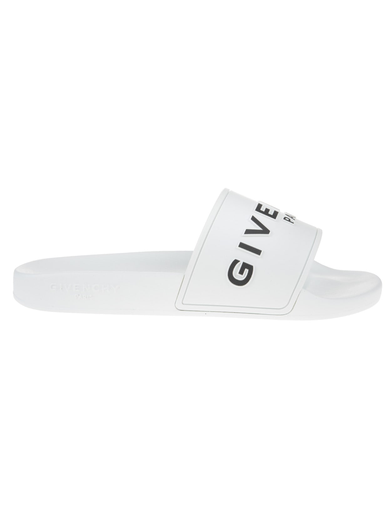 Givenchy Man White Slippers With Embossed Black Logo