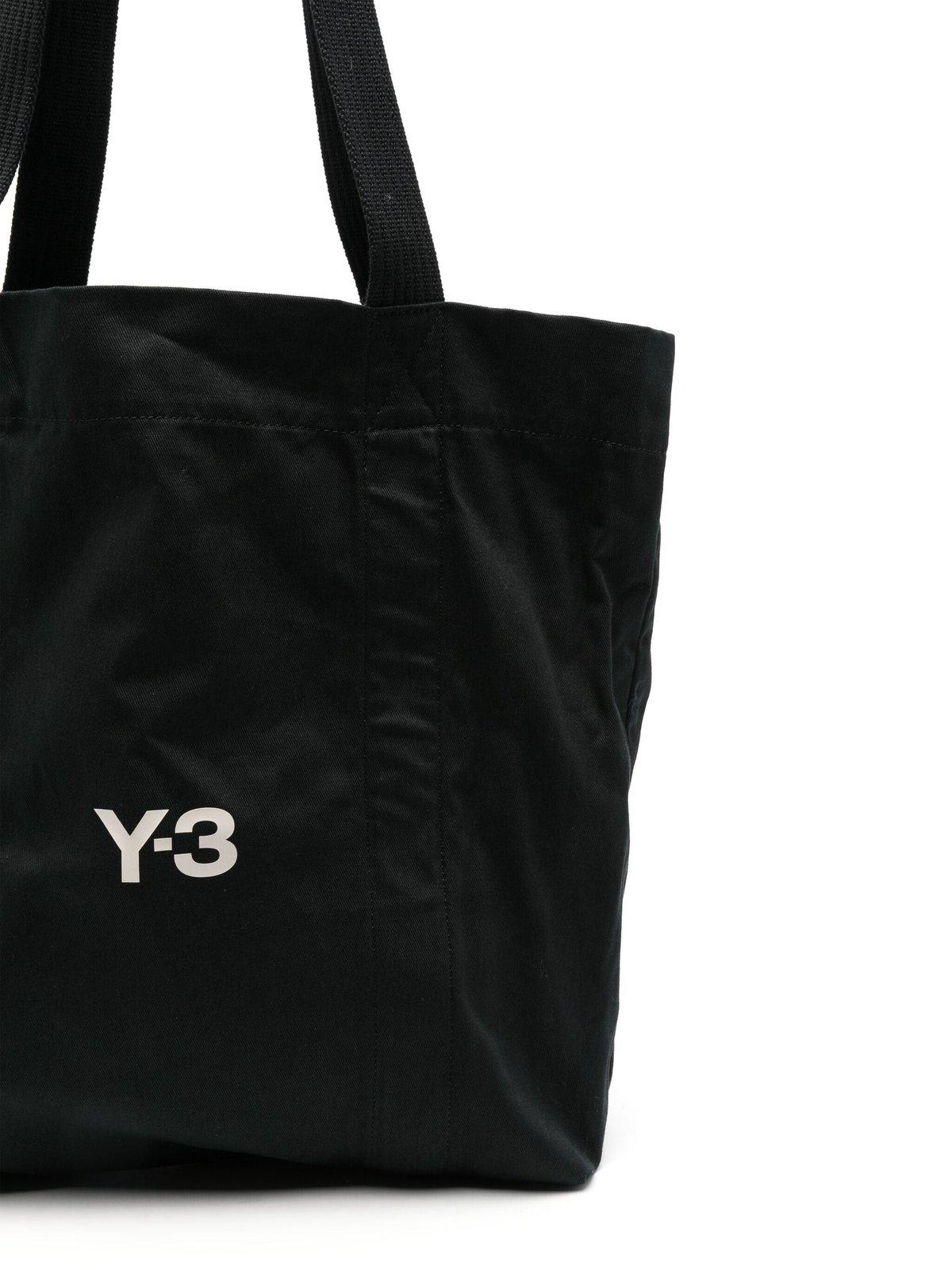 Y-3 Logo Printed Top Handle Bag In Black