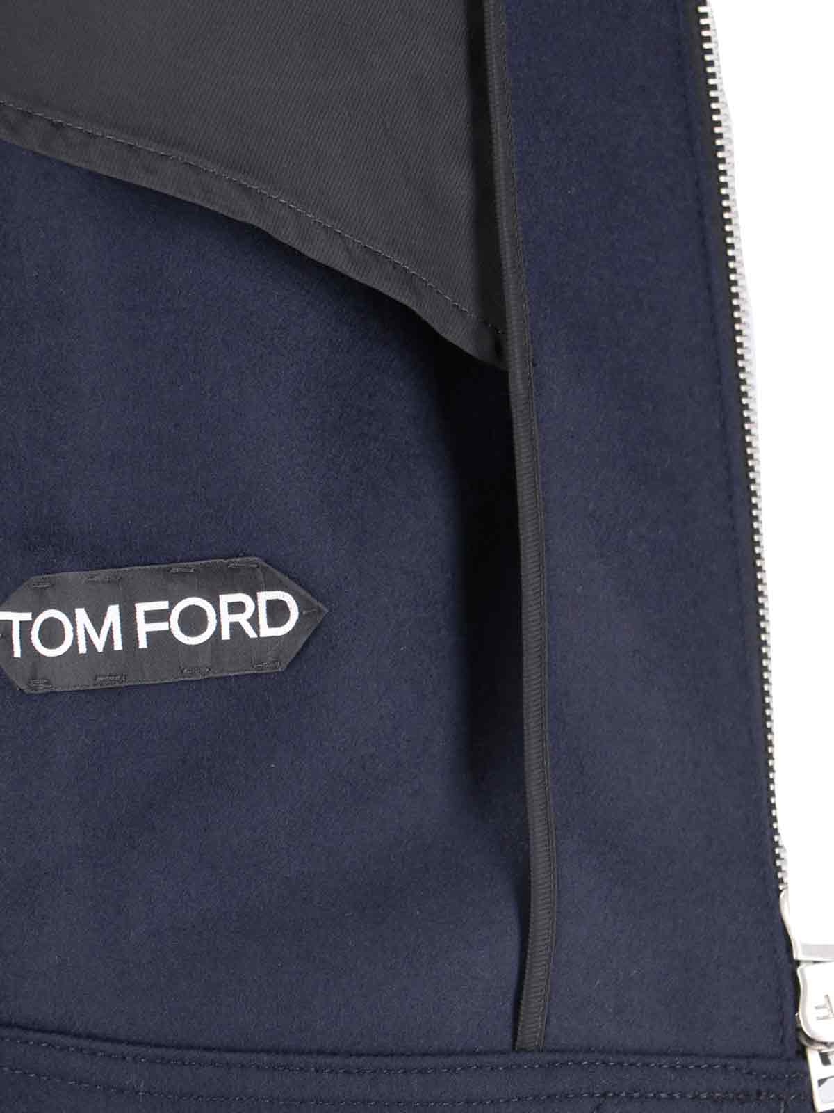 Shop Tom Ford Zip Tech Jacket In Blue