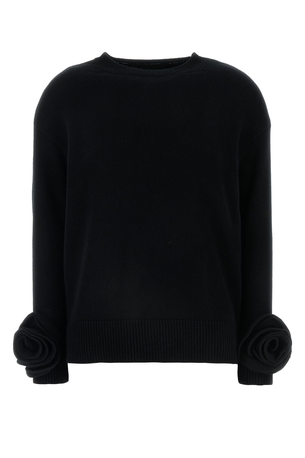 Shop Valentino Maglia Solid Wool + R In Nero