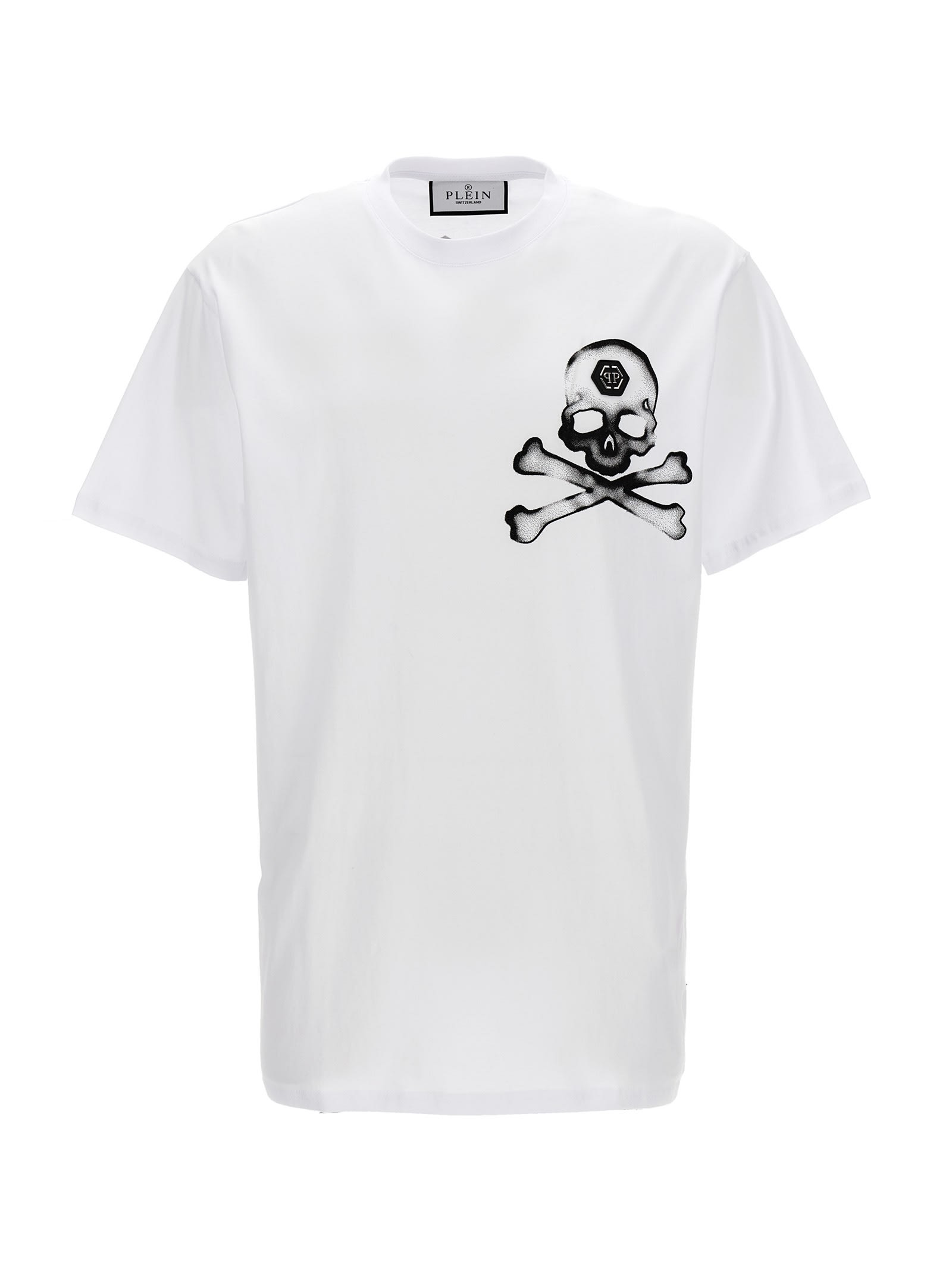 Shop Philipp Plein Gothic Plein T-shirt In White/black