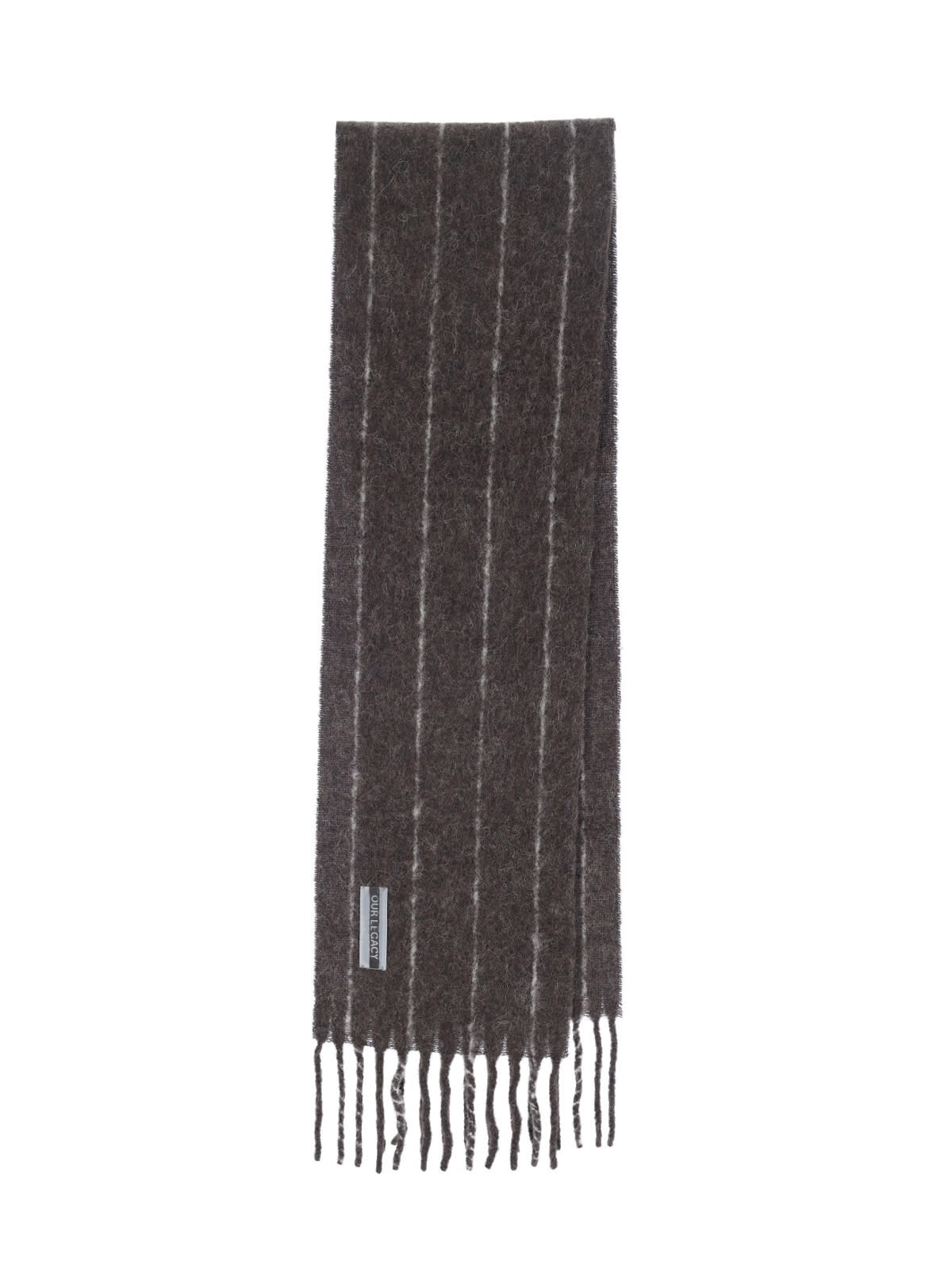 Our Legacy Soft Textured Striped Scarf Fringe Detail In Multi