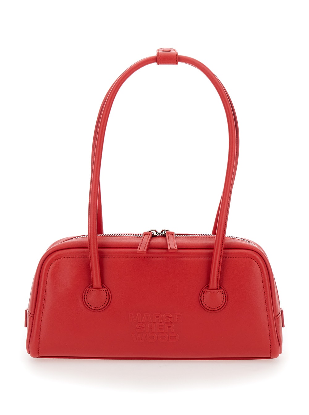 soft Baguette Red Shoulder Bag With Logo Detail In Leather Woman