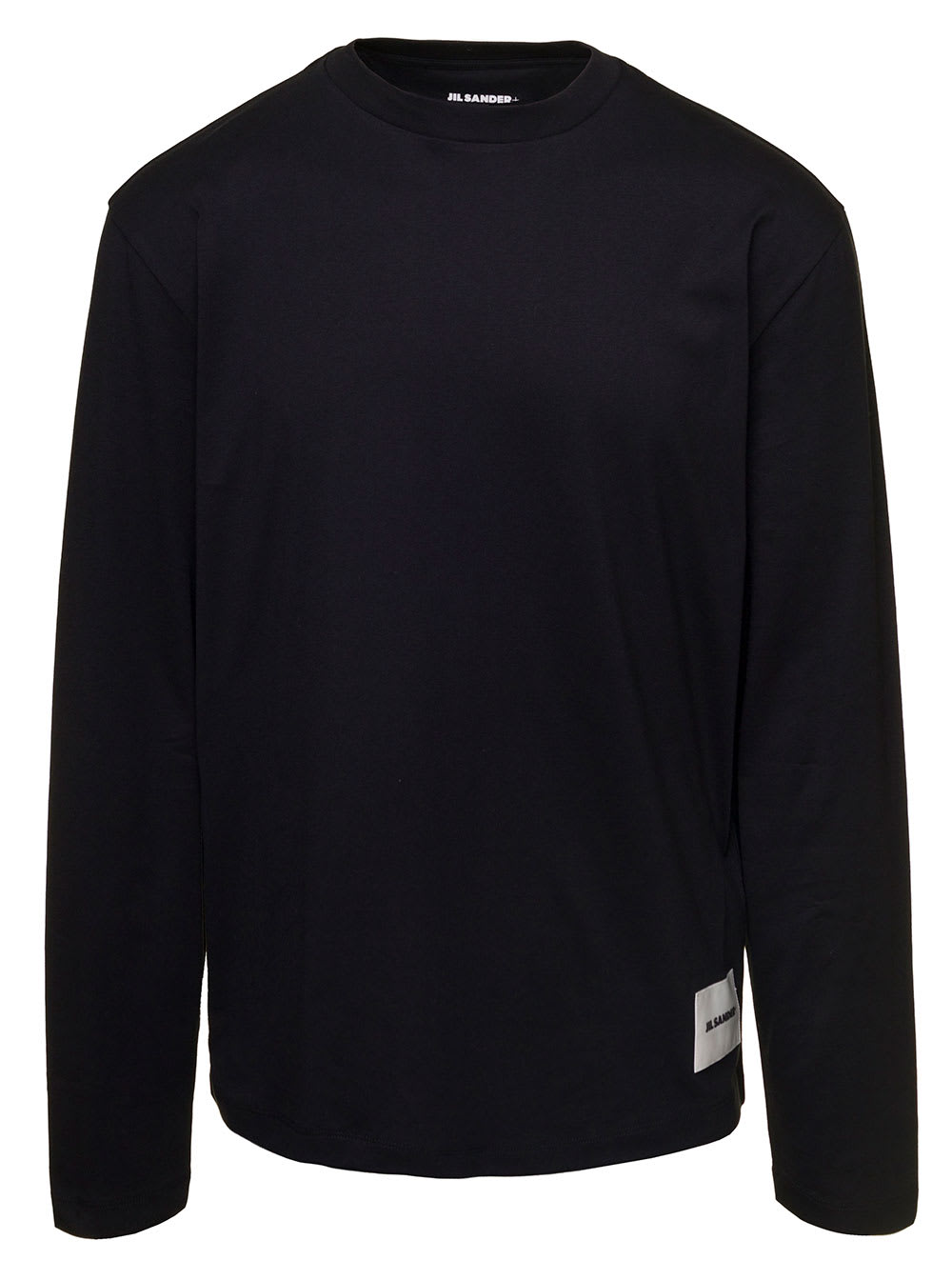 Shop Jil Sander Set Of Three Black Long Sleeve T-shirts With Logo Patch In Cotton Man